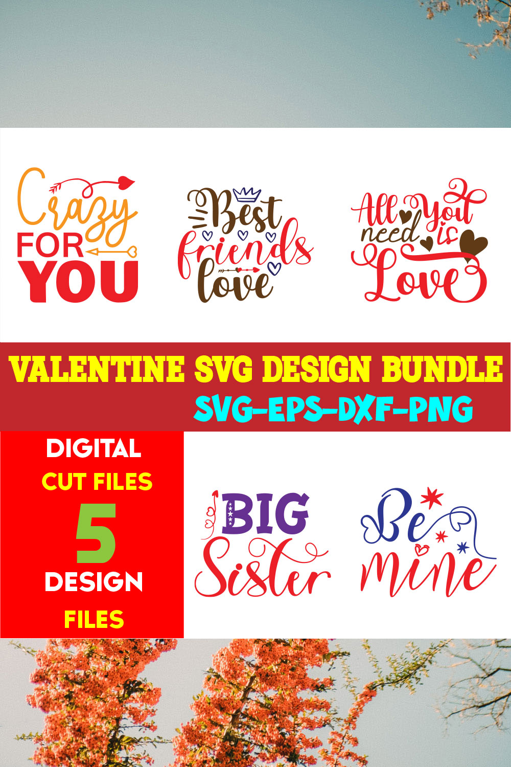 Valentine T-shirt Design Bundle Vol-19 pinterest preview image.