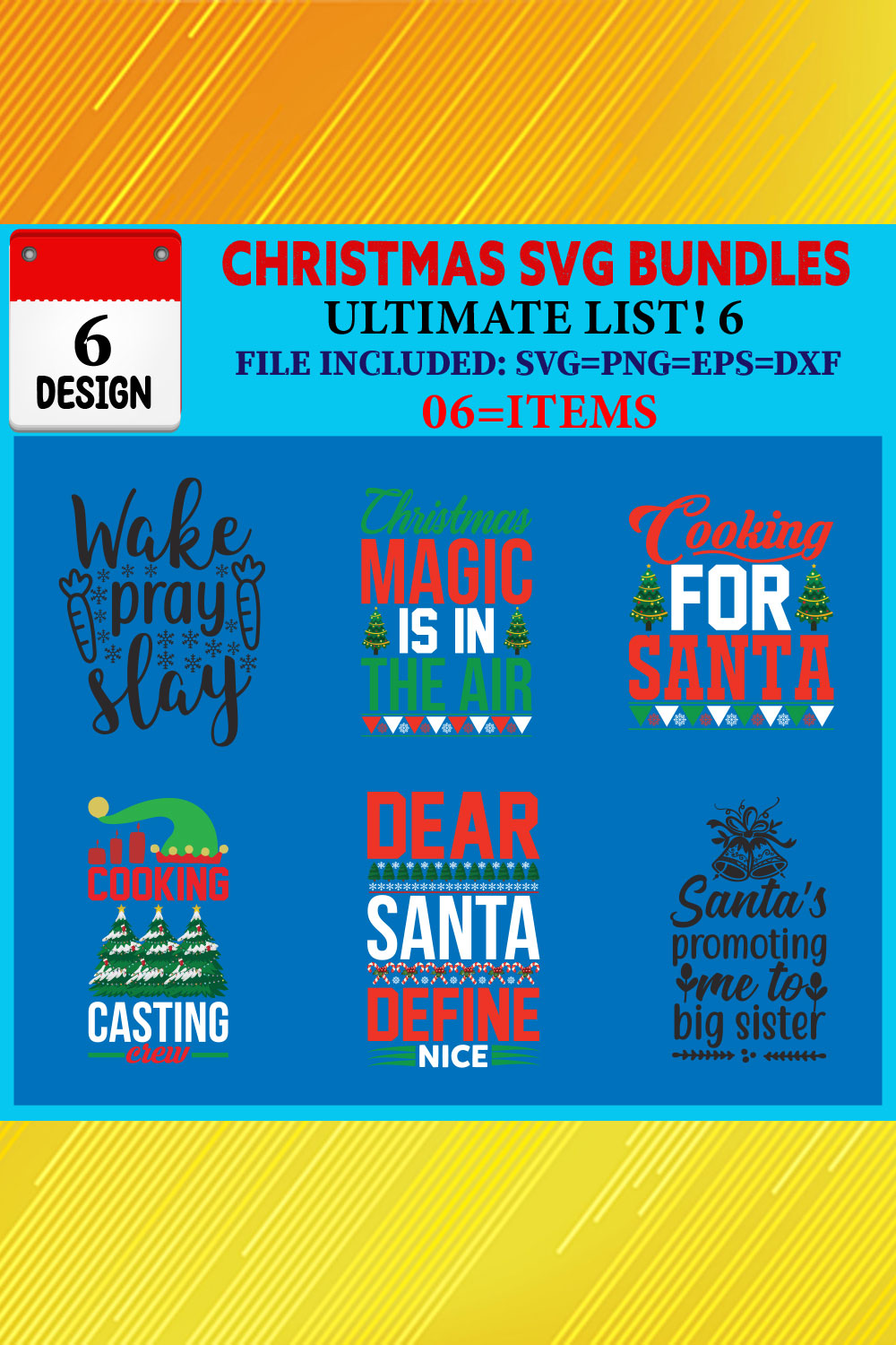 Christmas T-shirt Design Bundle Vol-46 pinterest preview image.