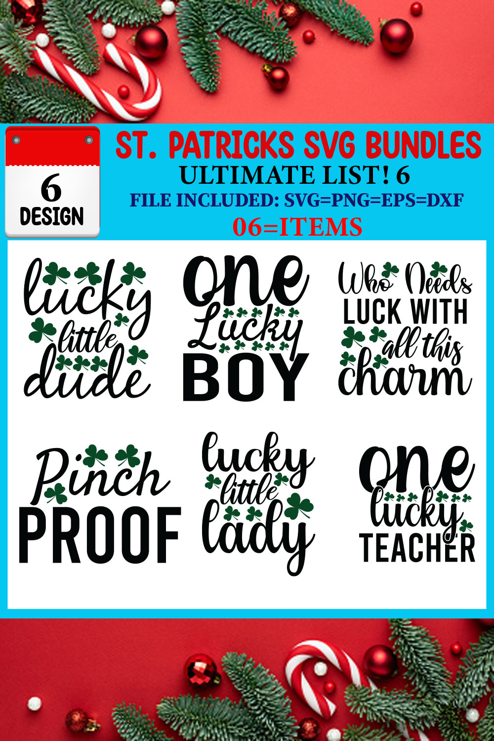 St Patricks T-shirt Design Bundle pinterest preview image.