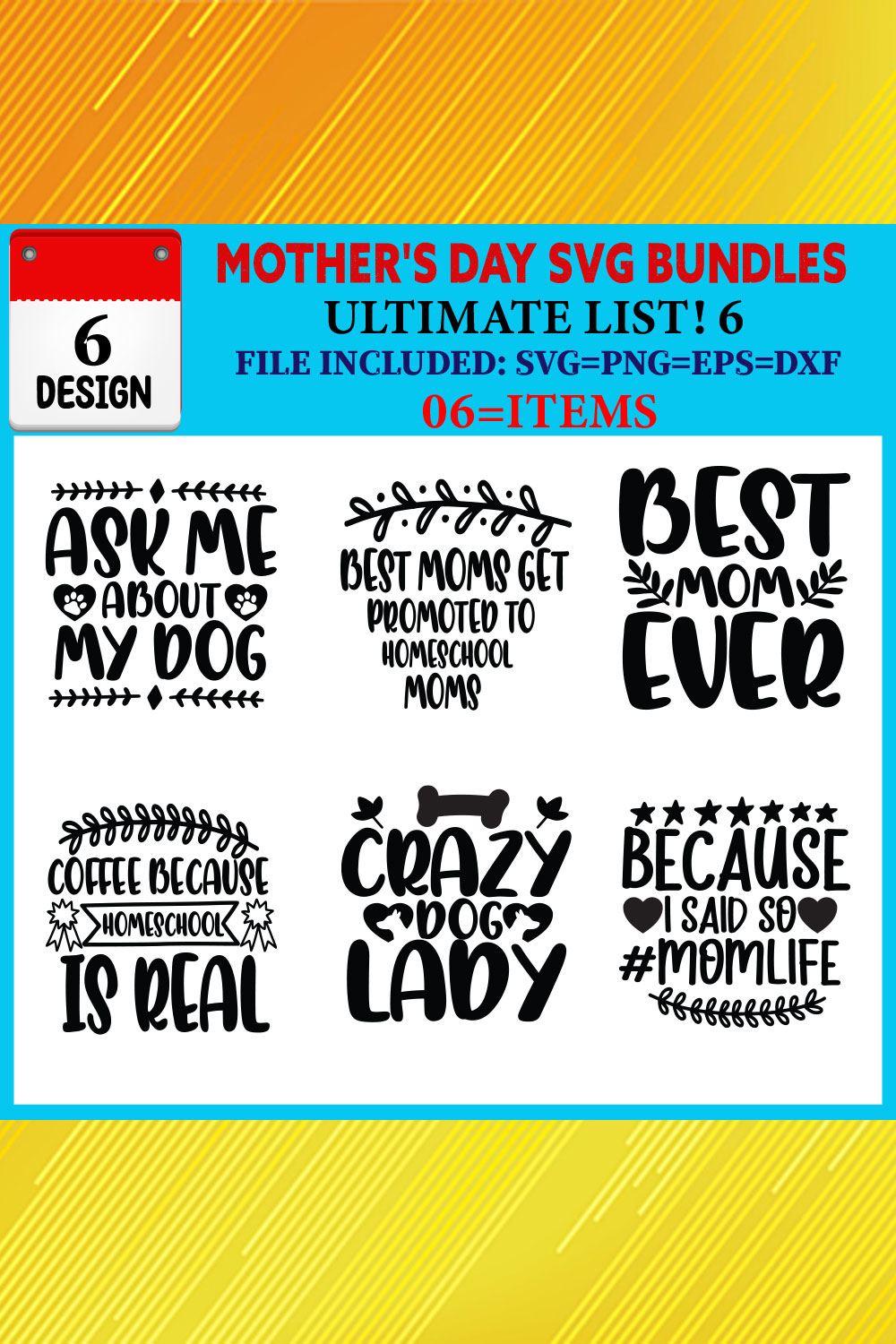 Mother's Day T-shirt Design Bundle Vol-24 pinterest preview image.