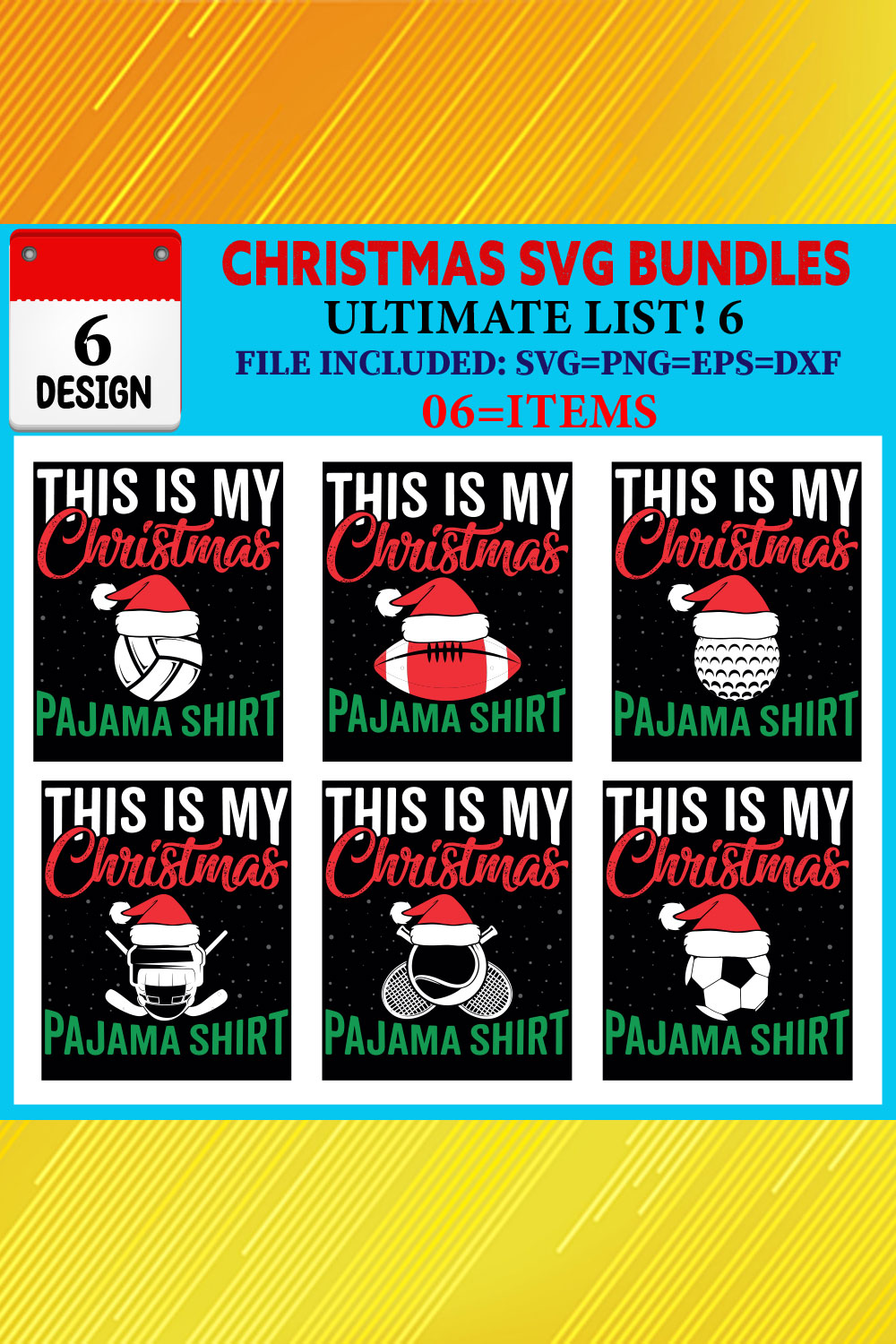 Christmas T-shirt Design Bundle Vol-42 pinterest preview image.