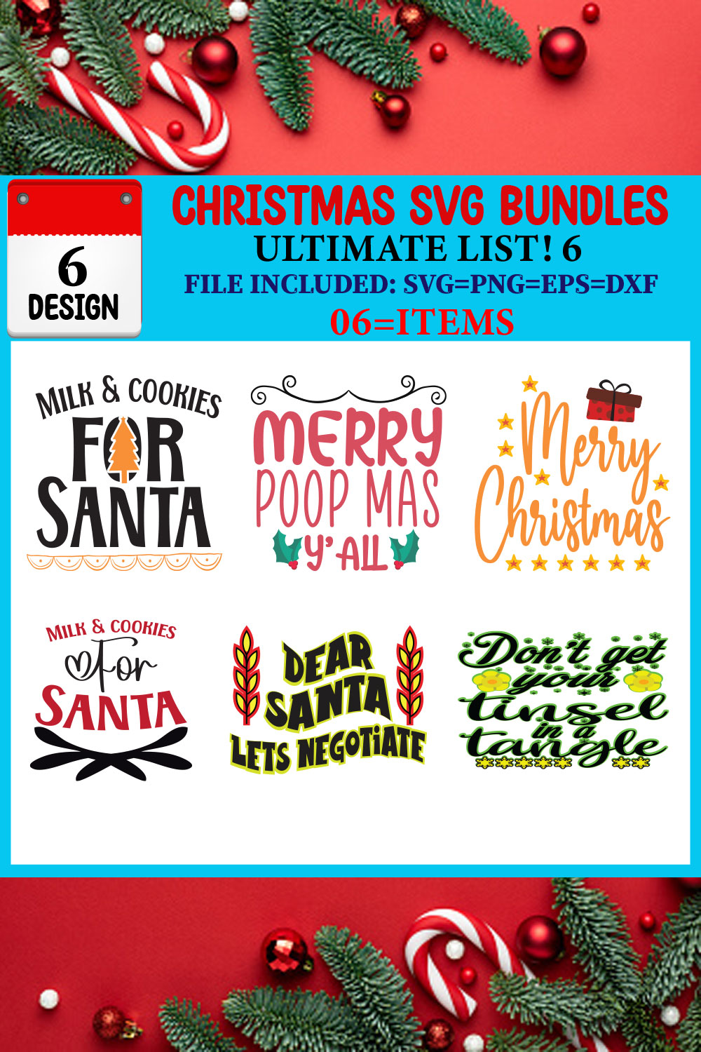 Christmas SVG T-shirt Design Bundle pinterest preview image.