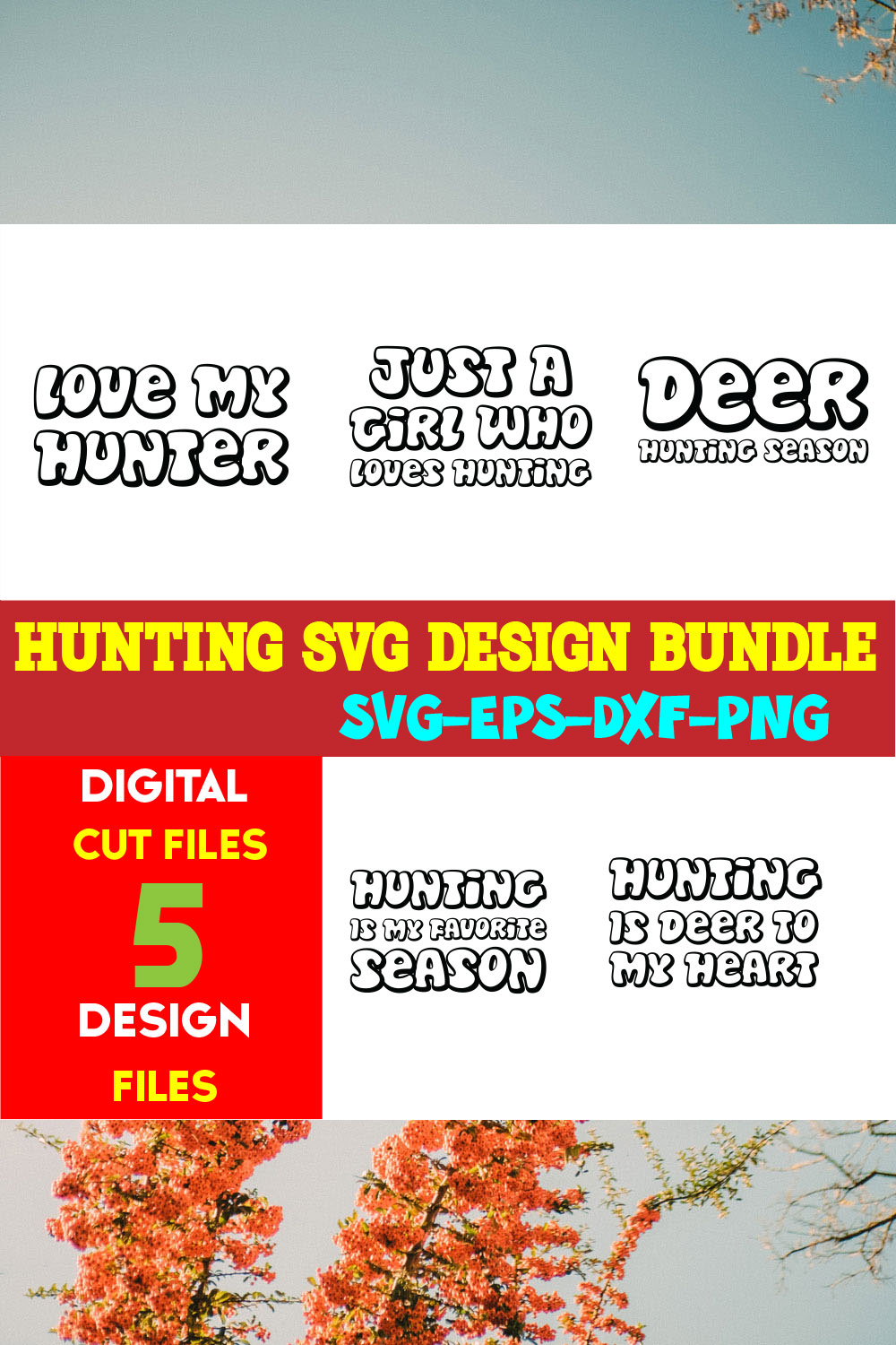 Hunting T-shirt Design Bundle Vol- 02 pinterest preview image.