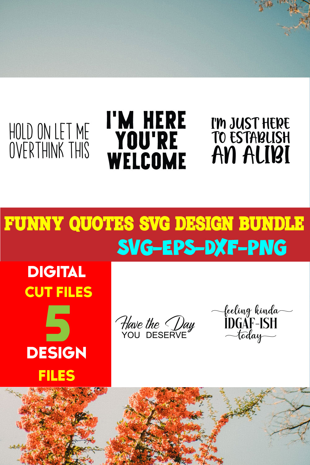 Funny Quotes T-shirt Design Bundle Volume-01 pinterest preview image.