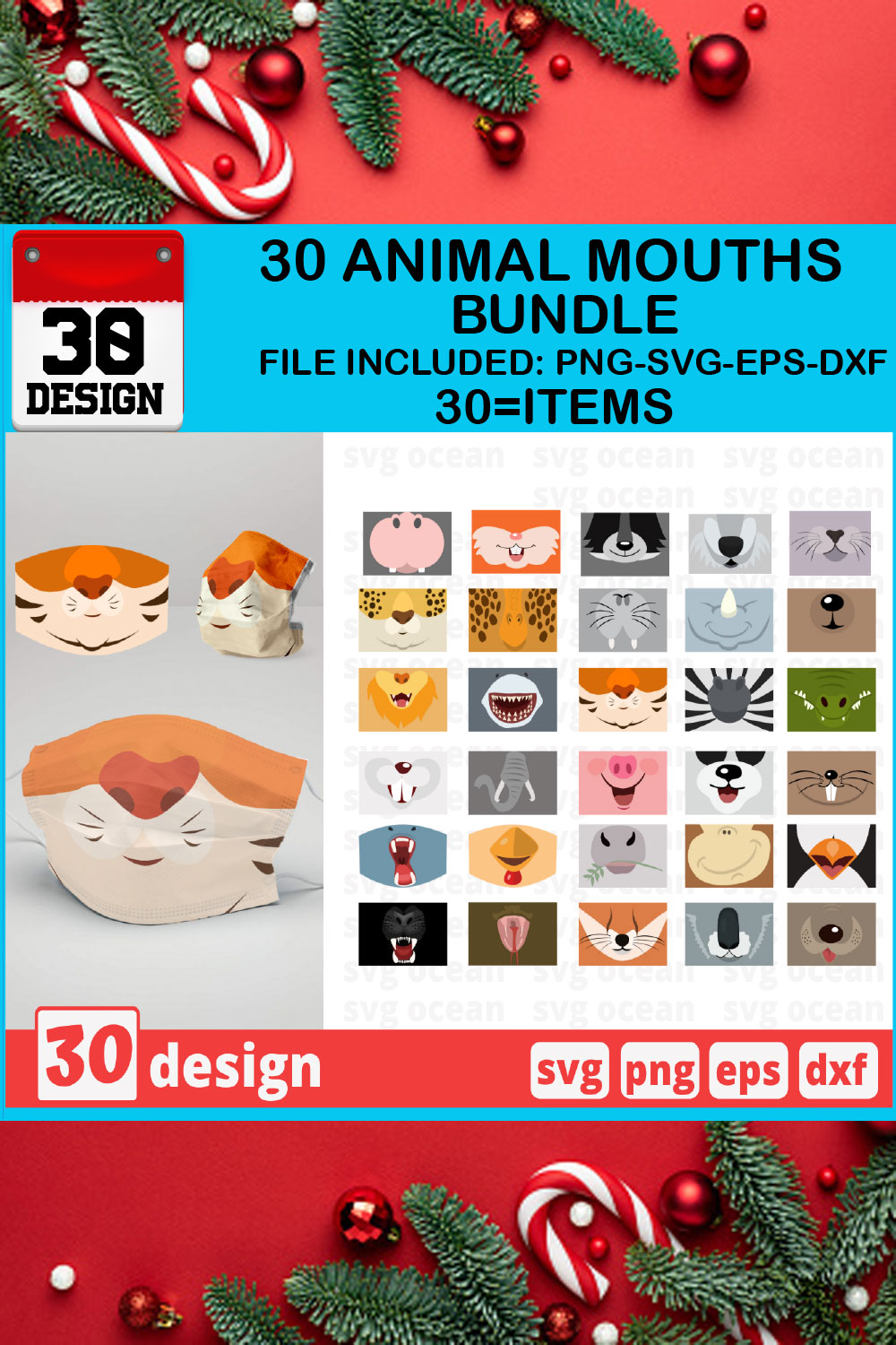 30 Animal Mouths Bundle pinterest preview image.