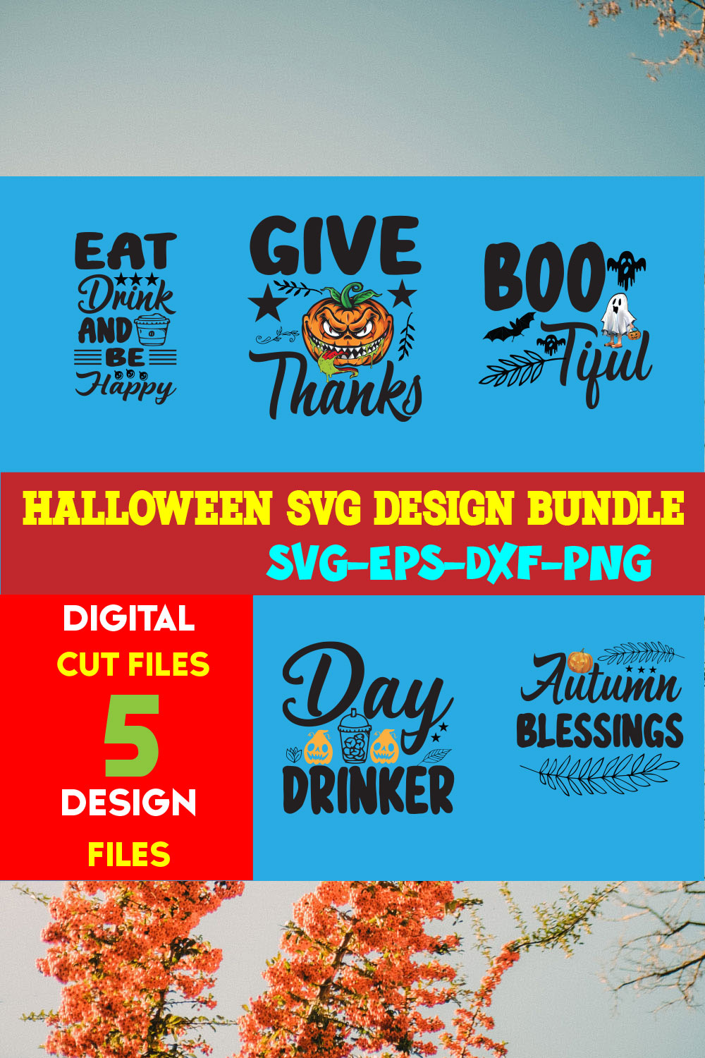 Halloween T-shirt Design Bundle Vol-09 pinterest preview image.