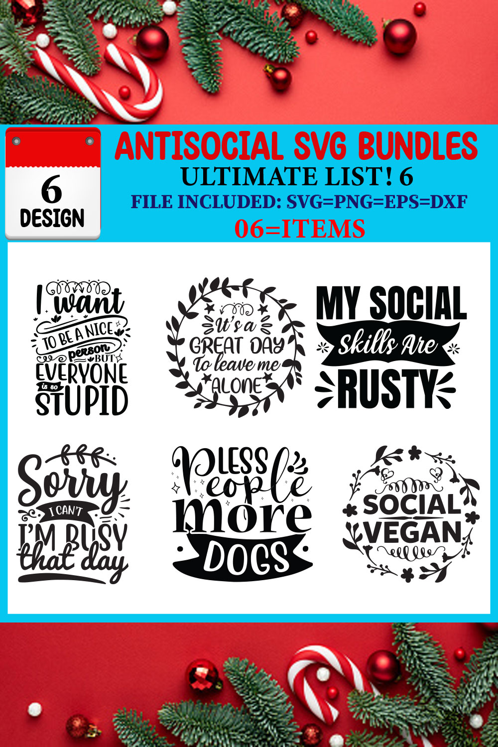 Antisocial SVG T-shirt Design Bundle pinterest preview image.