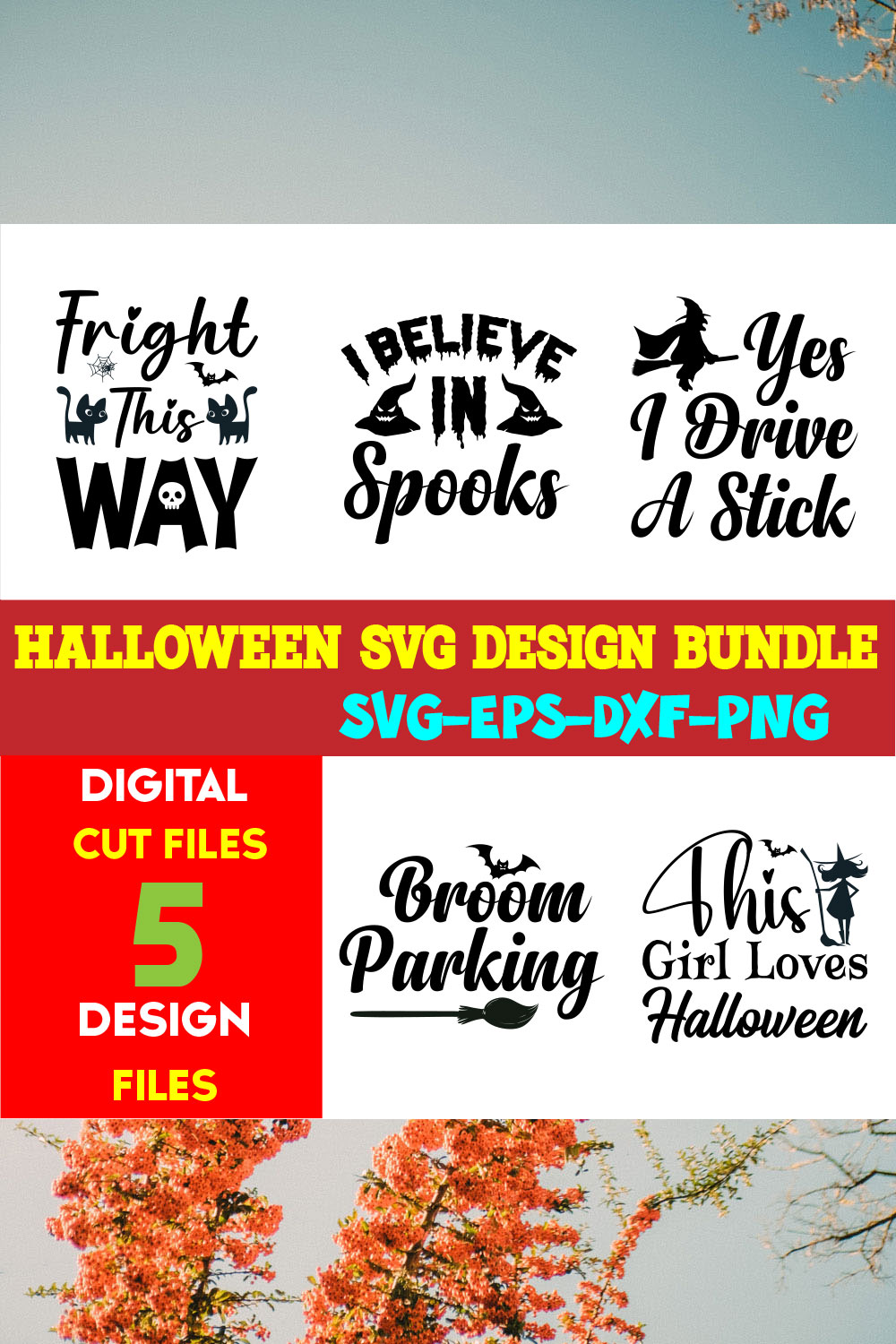 Halloween T-shirt Design Bundle Vol-43 pinterest preview image.