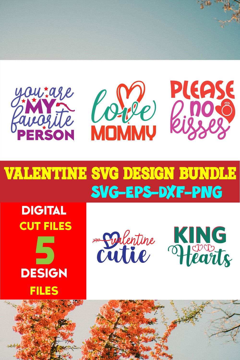 Valentine T-shirt Design Bundle Vol-22 pinterest preview image.