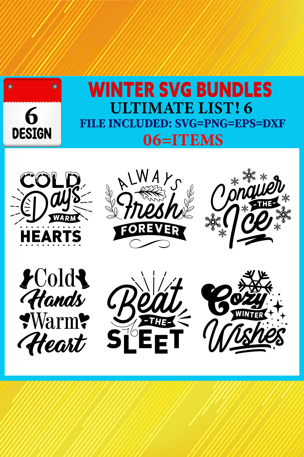 Winter T-shirt Design Bundle Vol-01 pinterest preview image.