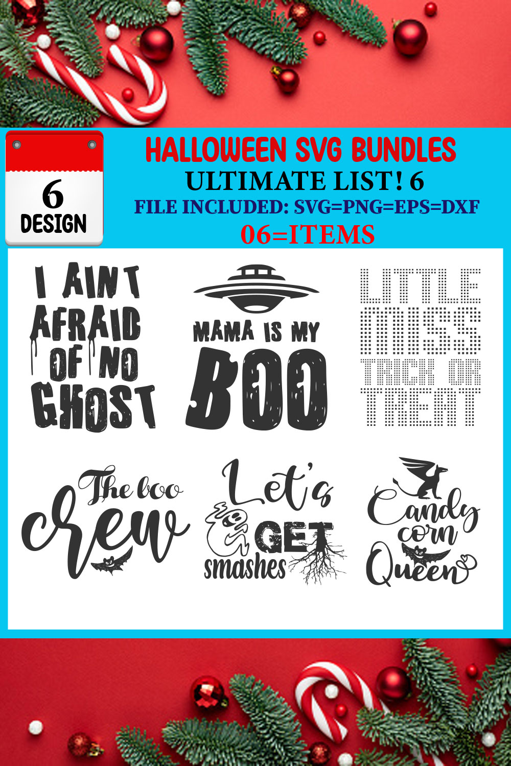 Halloween SVG T-shirt Design Bundle pinterest preview image.