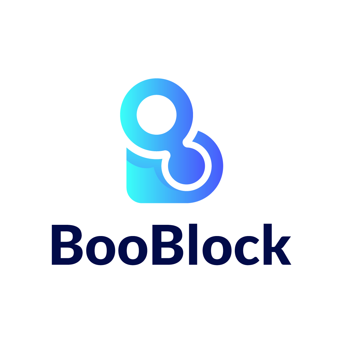 BooBlock logo design, letter "B", letter "O", technology logo preview image.