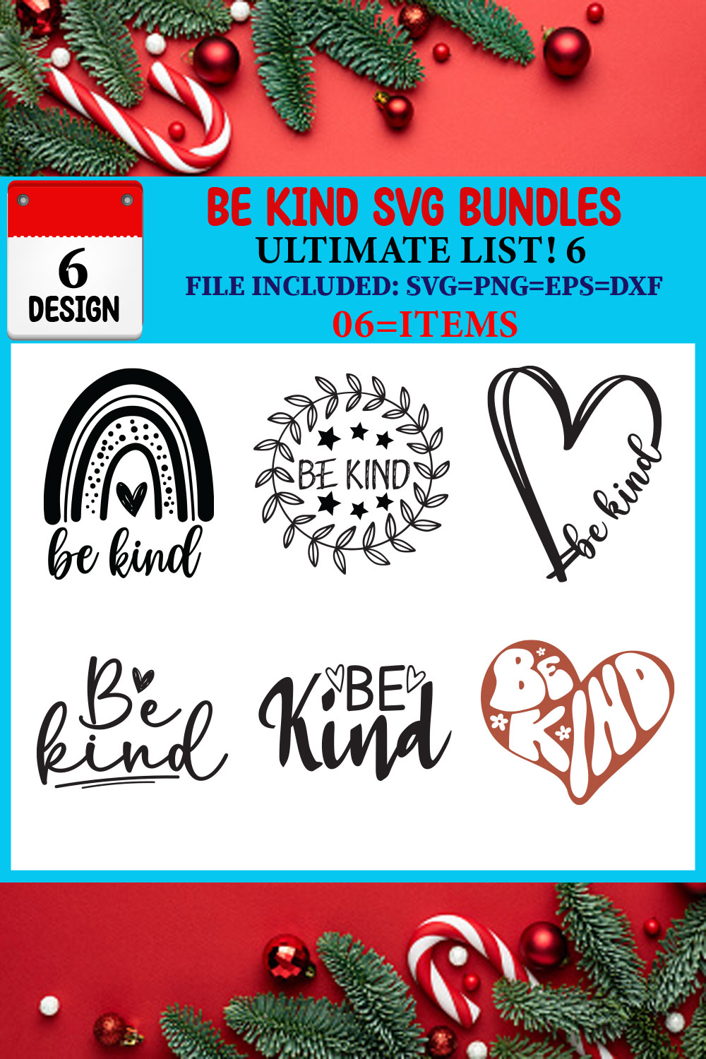 Be Kind SVG T-shirt Design Bundle pinterest preview image.