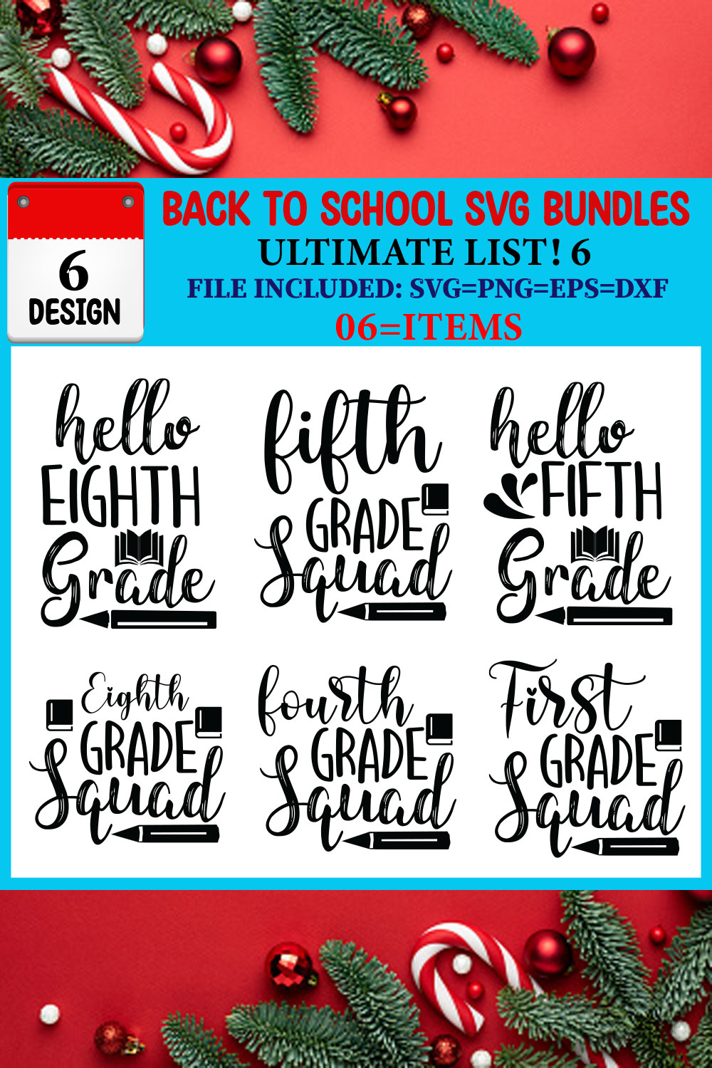 Back To School SVG T-shirt Design Bundle pinterest preview image.