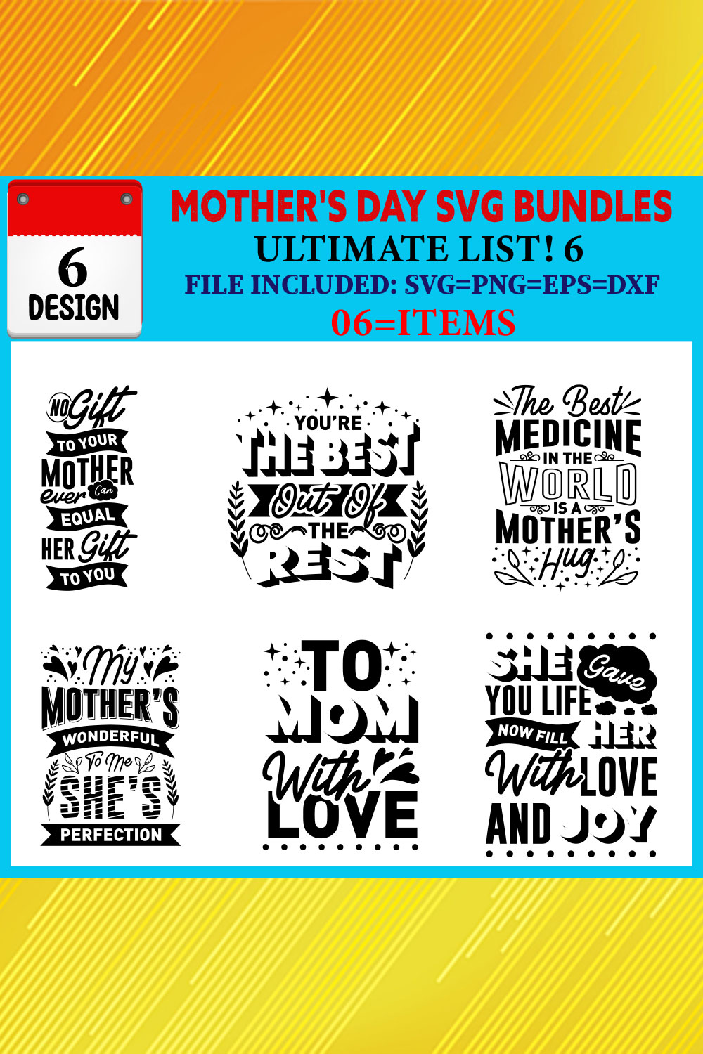 Mother's Day T-shirt Design Bundle Vol-23 pinterest preview image.
