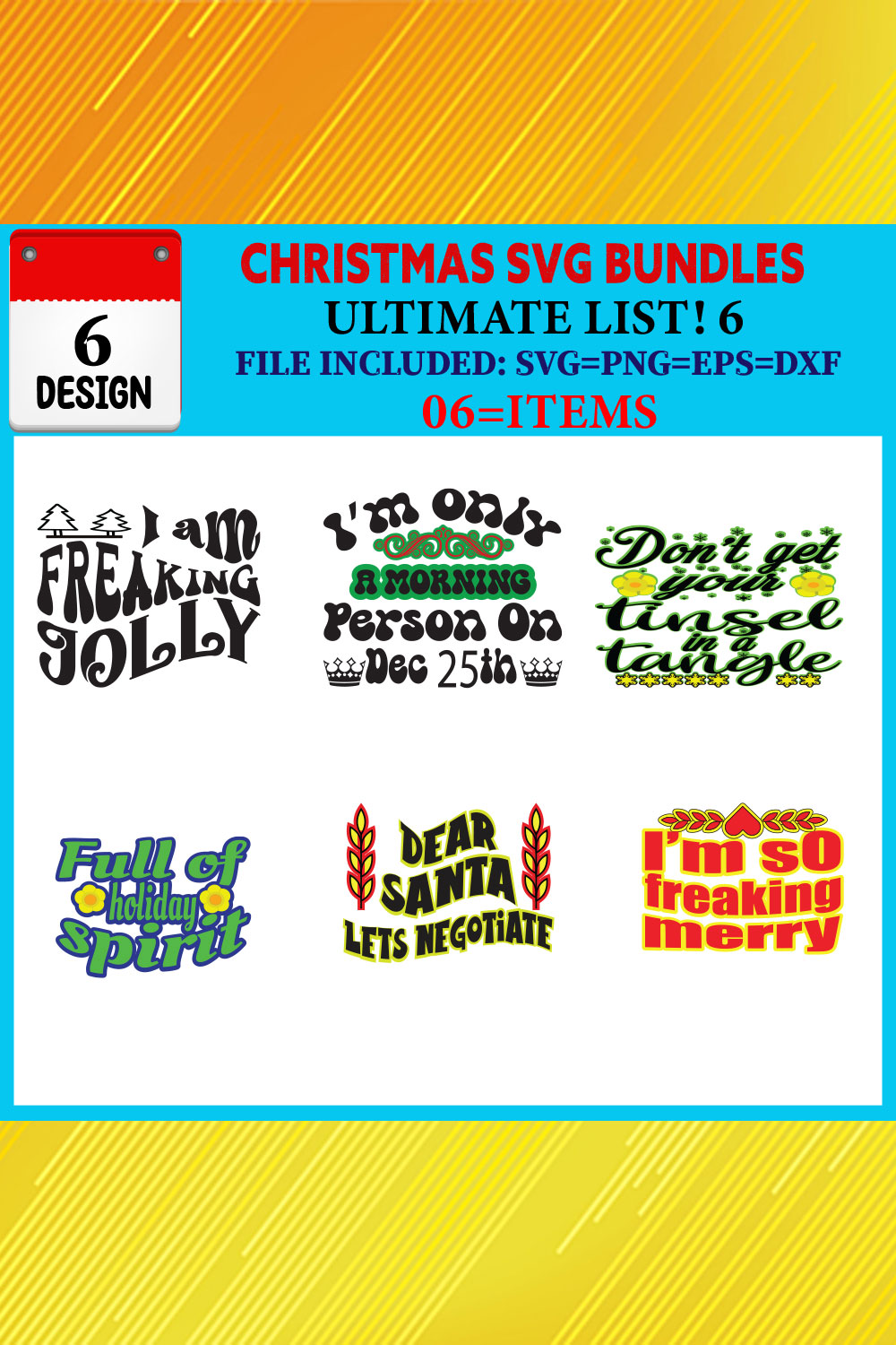 Christmas T-shirt Design Bundle Vol-52 pinterest preview image.