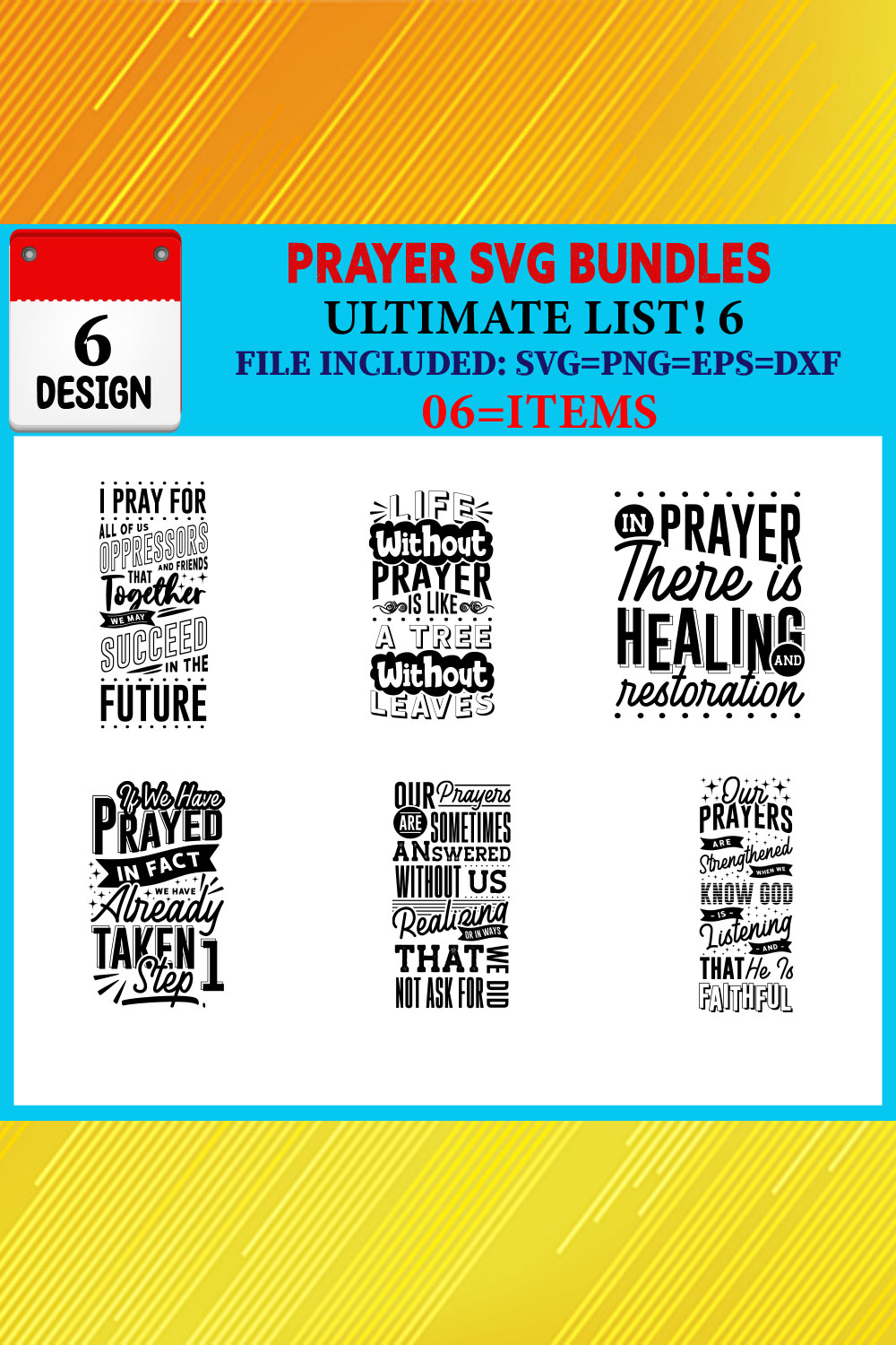 Prayer T-shirt Design Bundle Vol-02 pinterest preview image.