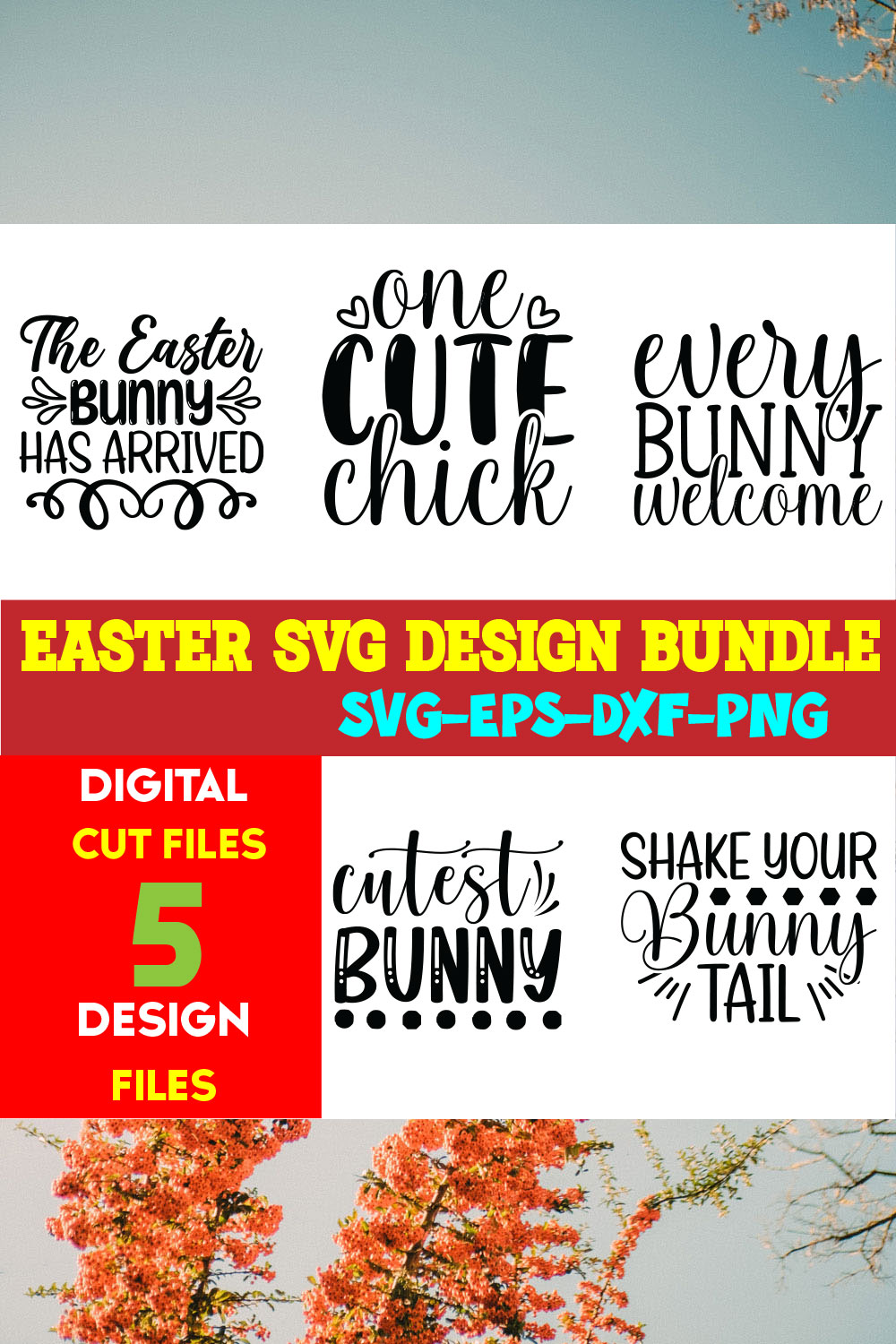 Easter T-shirt Design Bundle Vol- 18 pinterest preview image.