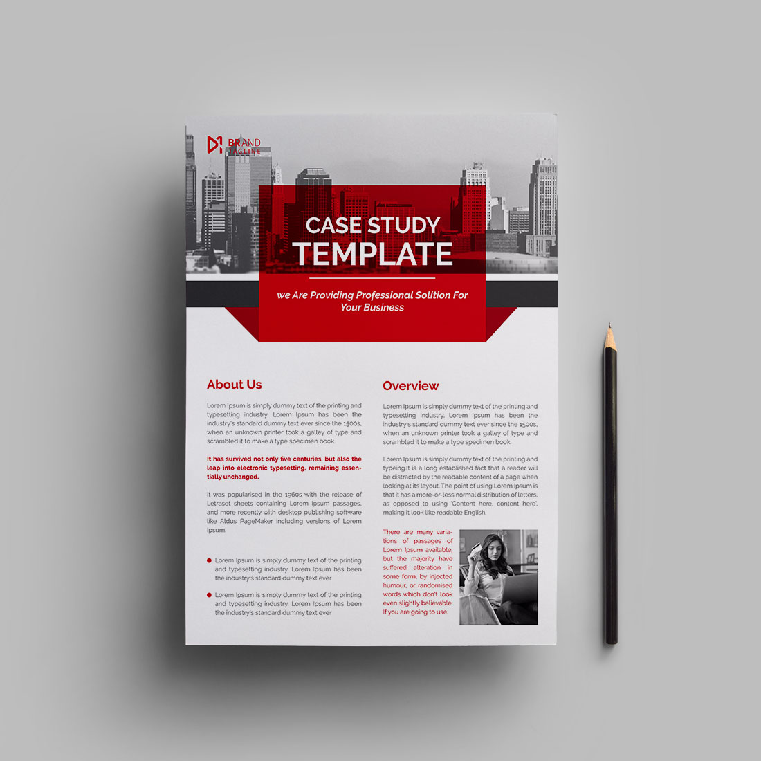 Professional case study template design preview image.