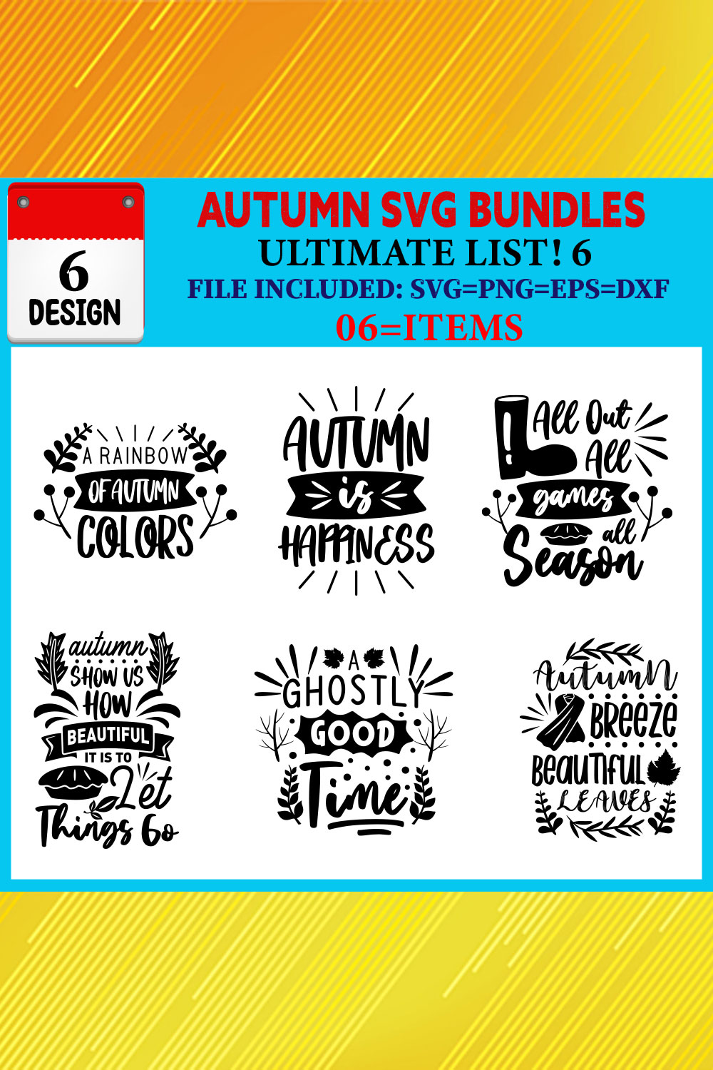 Autumn T-shirt Design Bundle Vol-01 pinterest preview image.