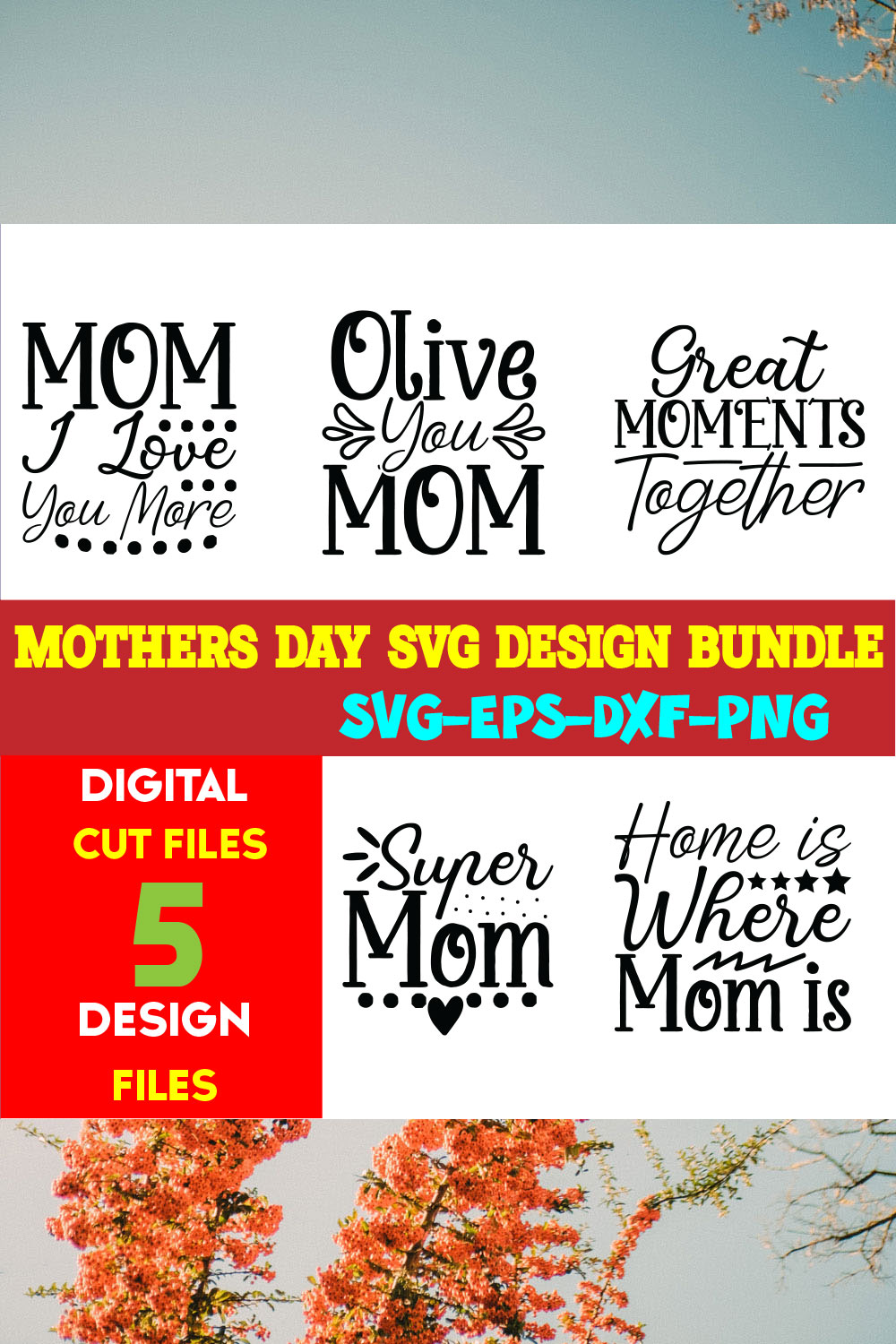 Mothers Day T-shirt Design Bundle Volume-20 pinterest preview image.