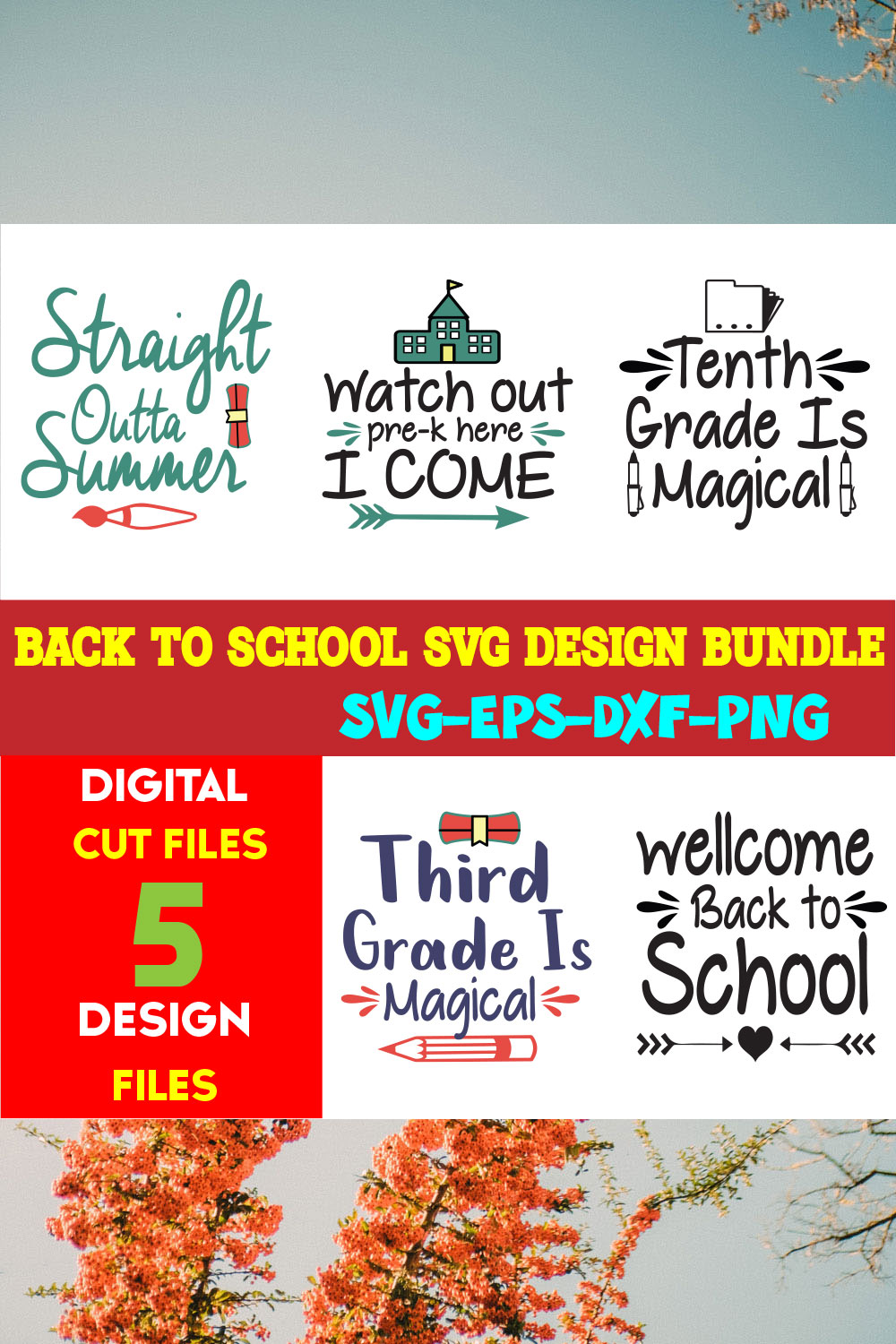 Back To School T-shirt Design Bundle Volume-19 pinterest preview image.