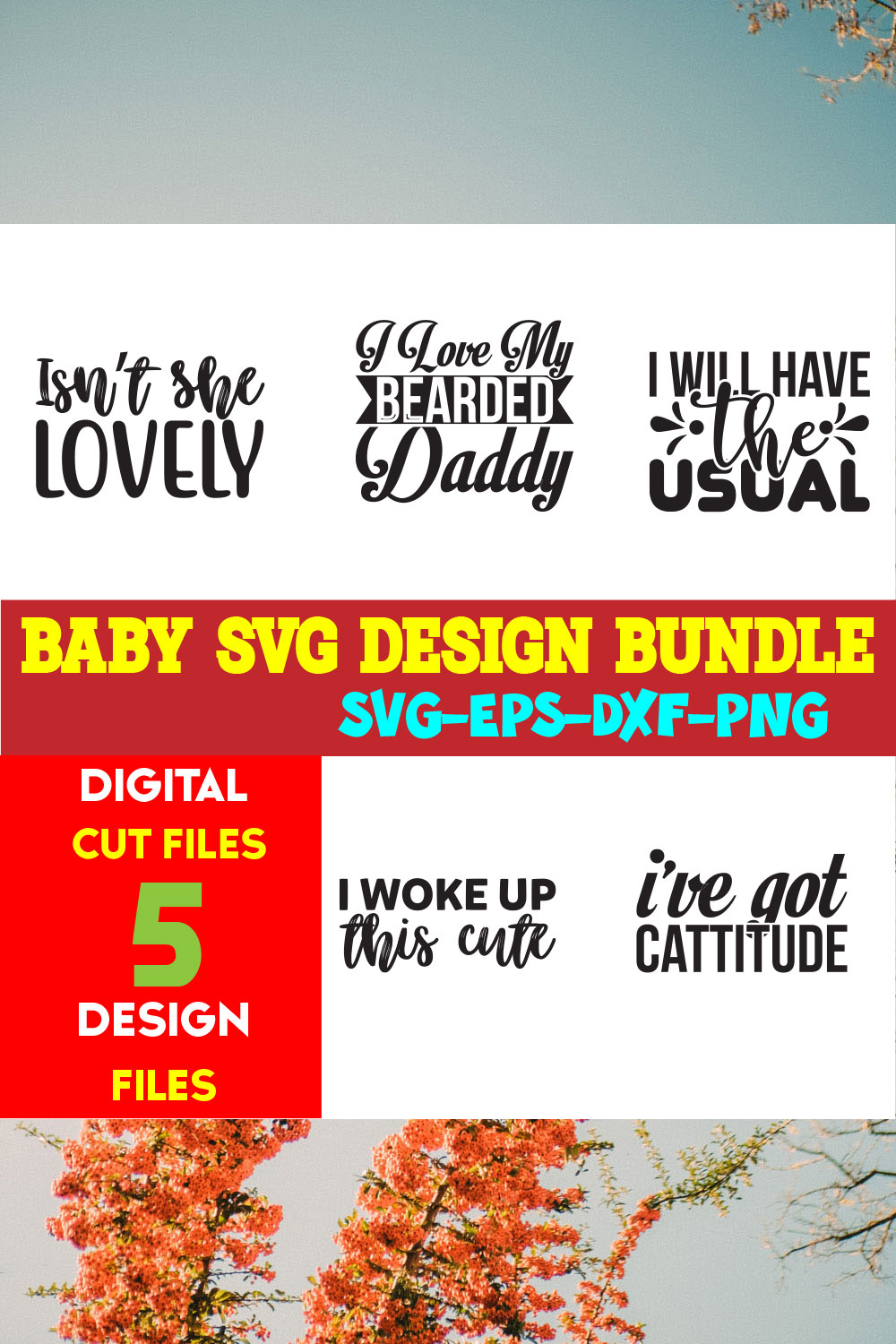 Baby T-shirt Design Bundle Volume-18 pinterest preview image.