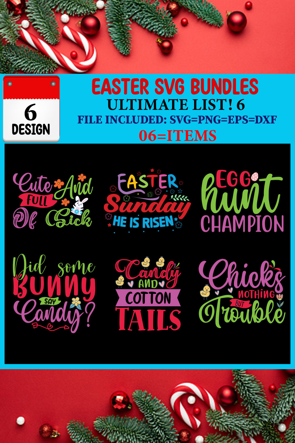 Easter SVG T-shirt Design Bundle pinterest preview image.