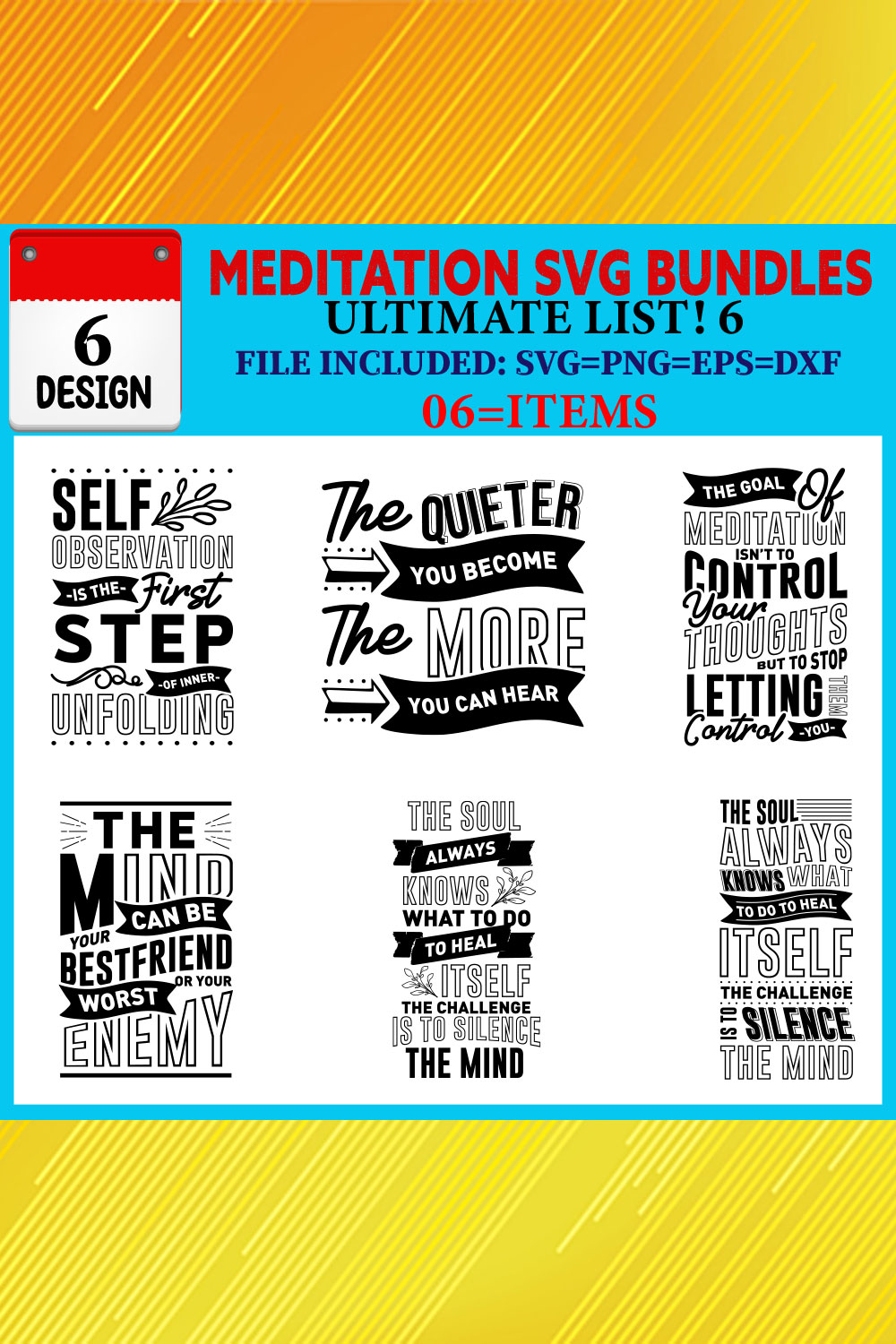 Meditation T-shirt Design Bundle Vol-03 pinterest preview image.