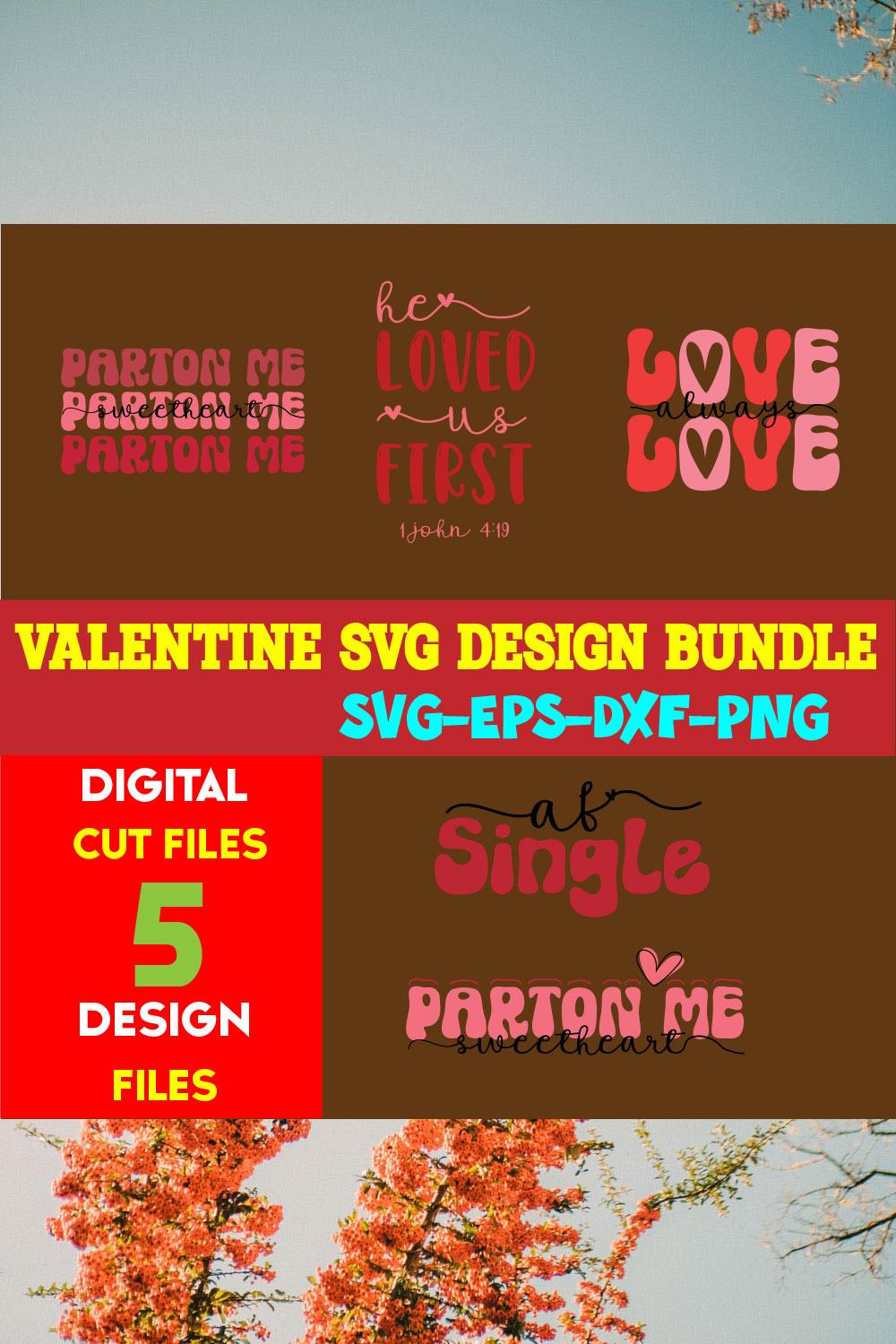 Valentine T-shirt Design Bundle Vol-26 pinterest preview image.