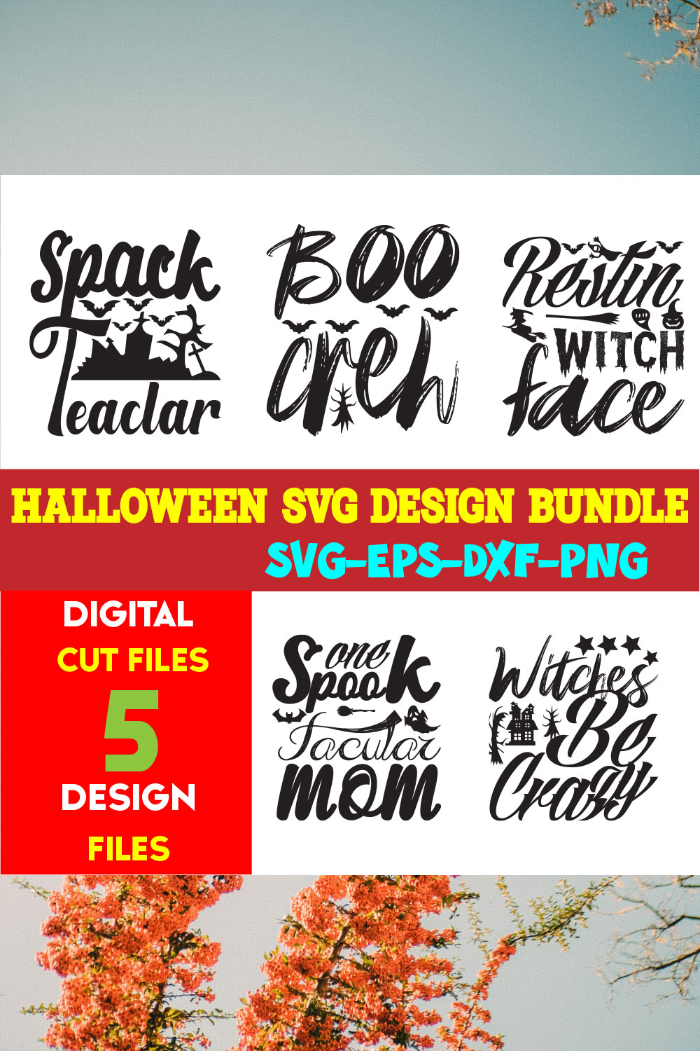 Halloween T-shirt Design Bundle Vol-32 pinterest preview image.