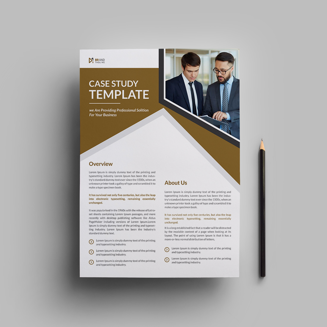 Case study flyer design template preview image.