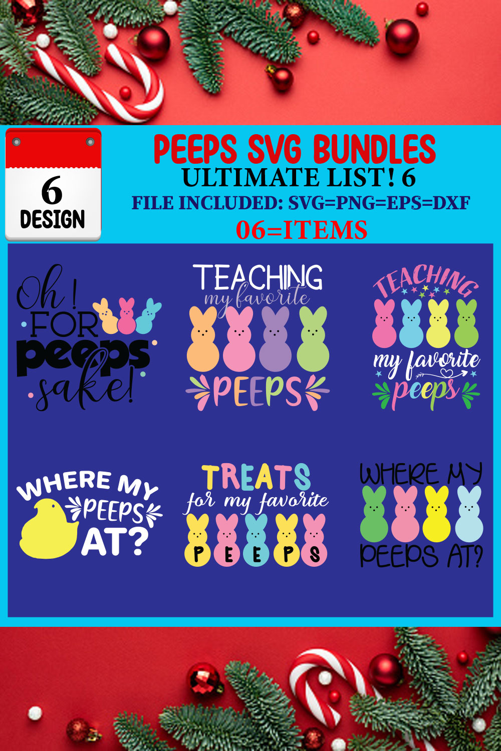 Peeps SVG T-shirt Design Bundle pinterest preview image.