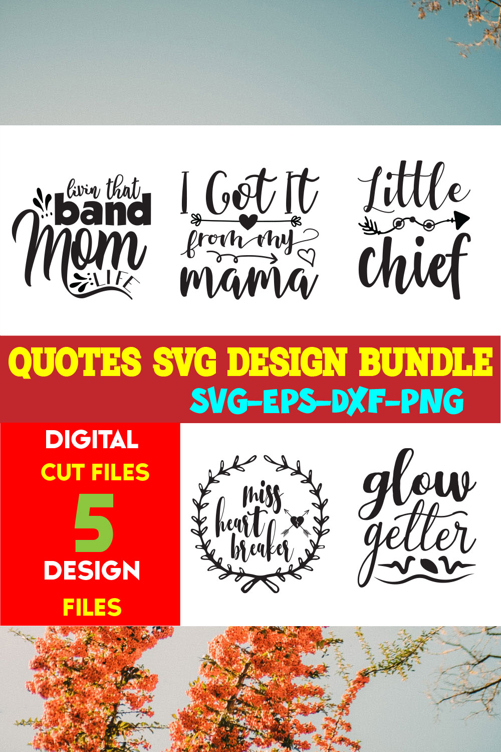 Quotes T-shirt Design Bundle Vol-20 pinterest preview image.