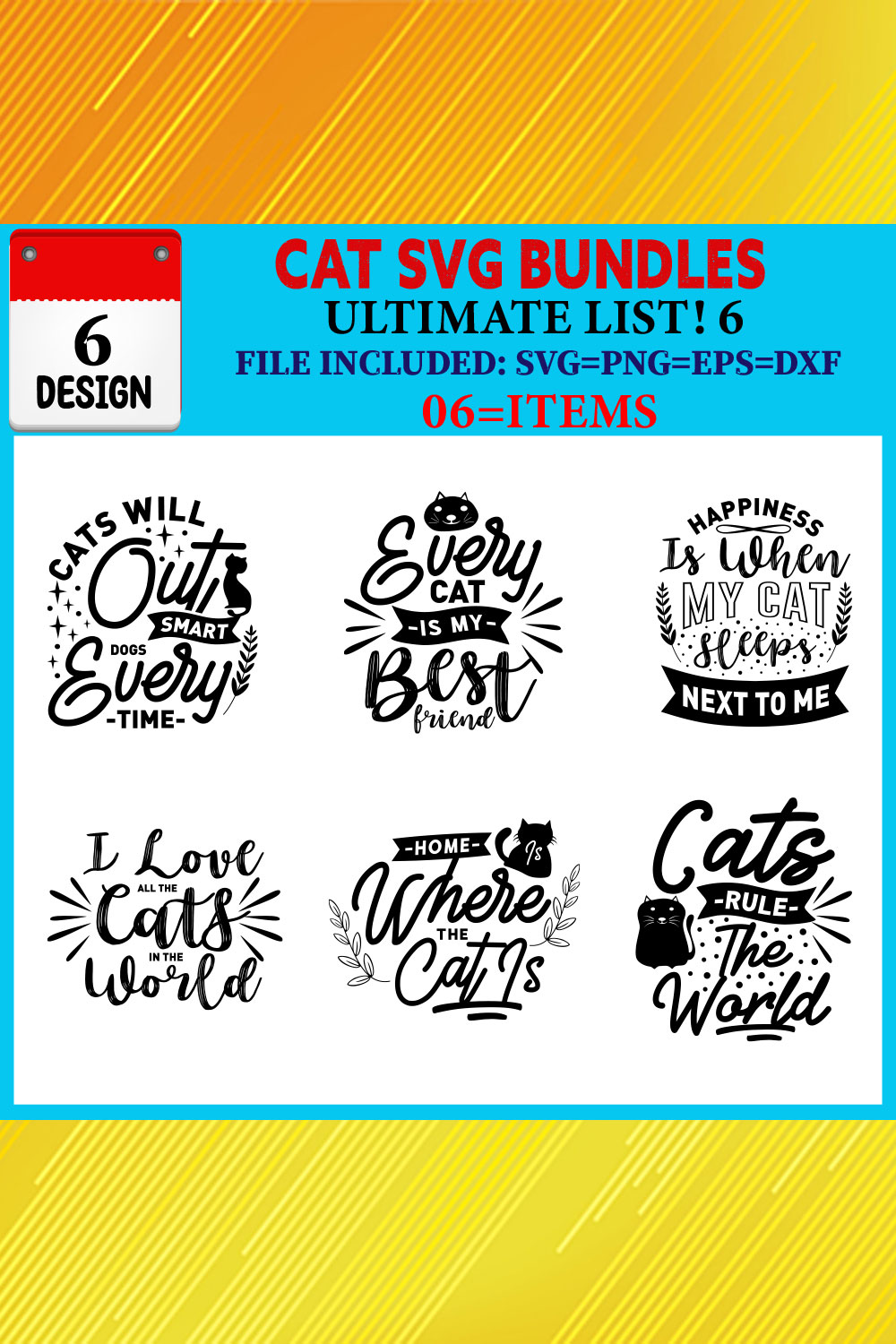 Cat T-shirt Design Bundle Vol-02 pinterest preview image.