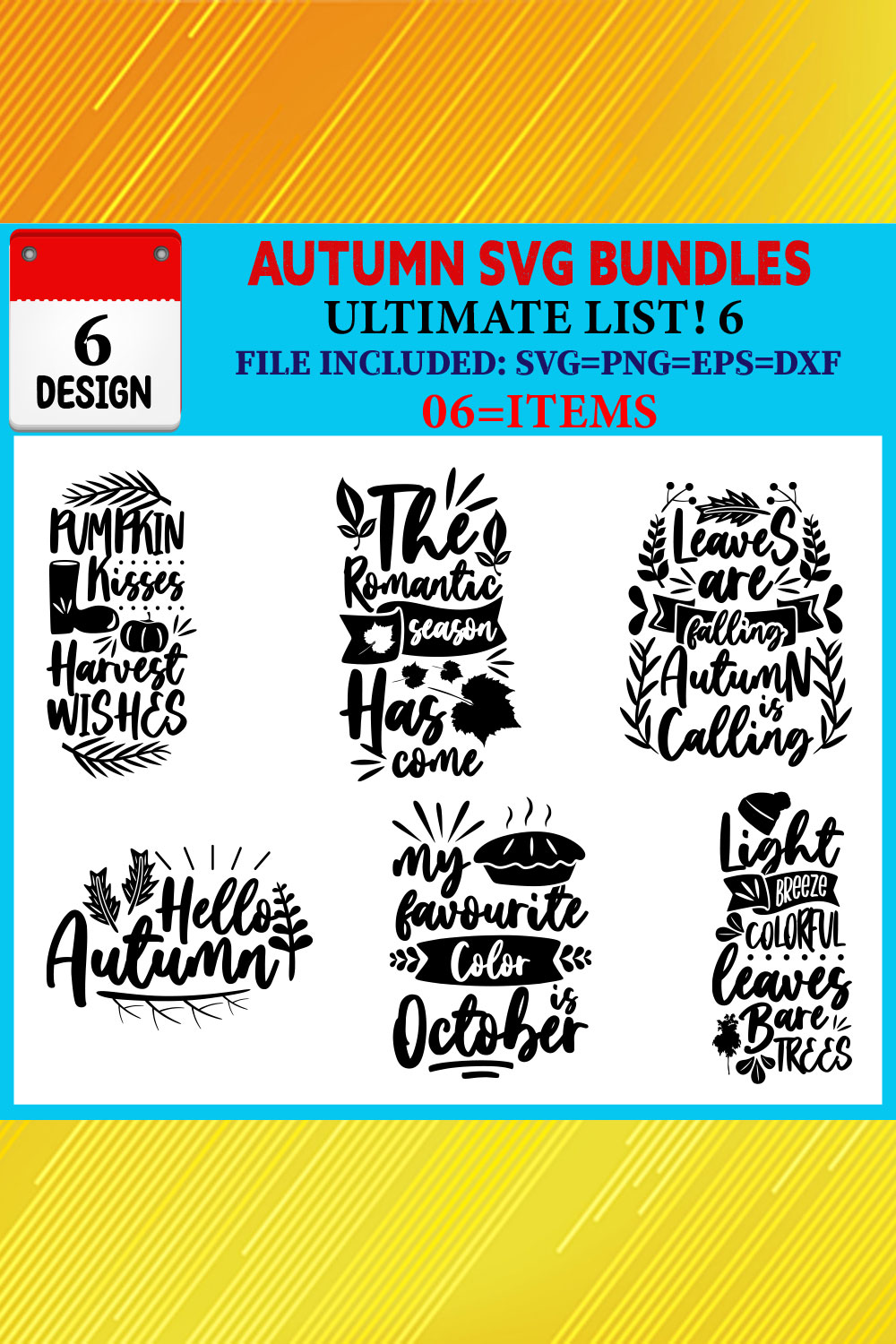 Autumn T-shirt Design Bundle Vol-04 pinterest preview image.