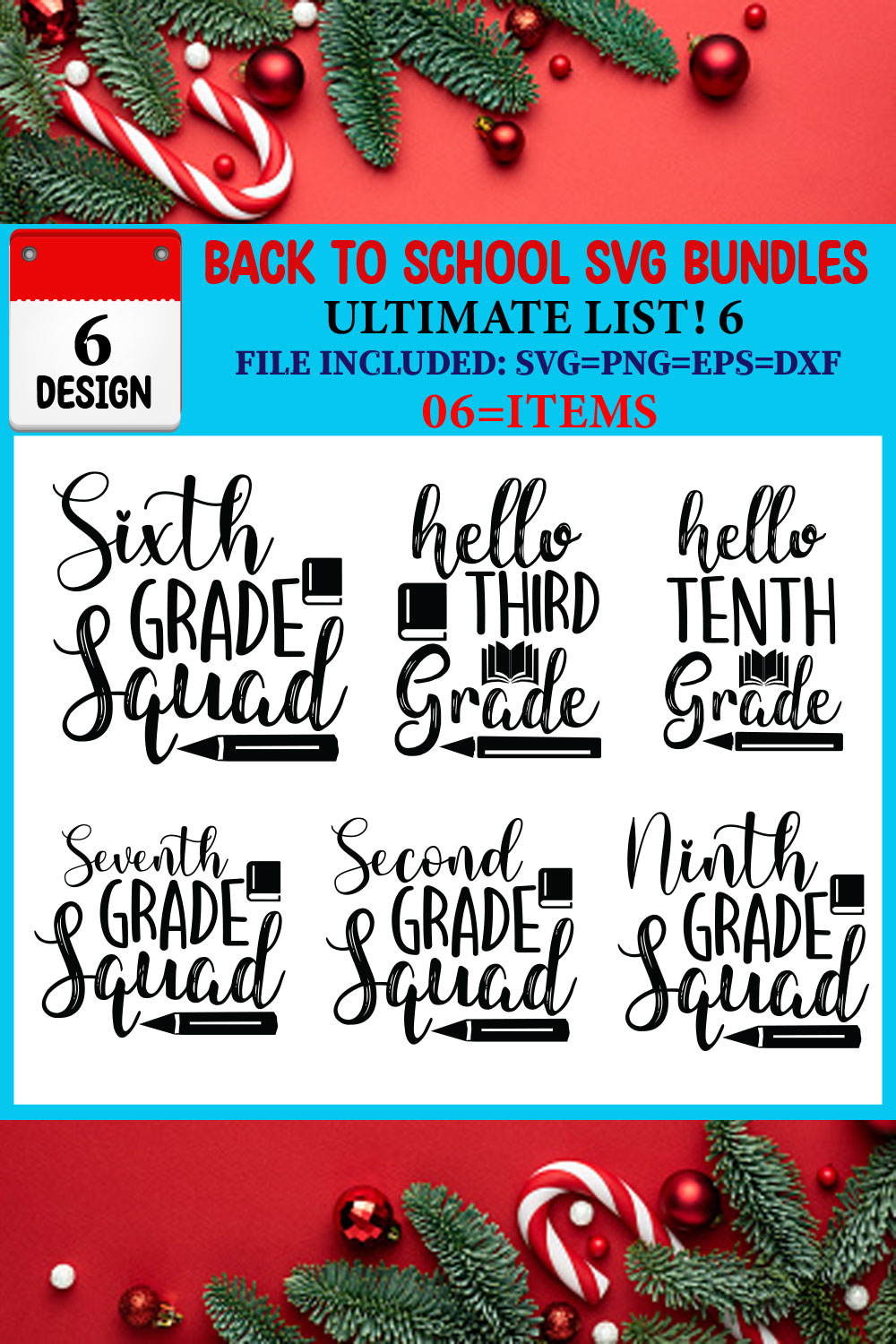 Back To School SVG T-shirt Design Bundle pinterest preview image.