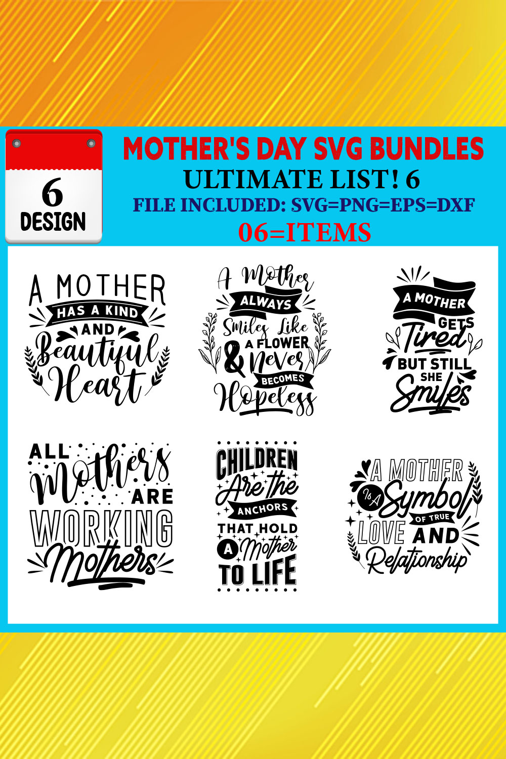 Mother's Day T-shirt Design Bundle Vol-20 pinterest preview image.