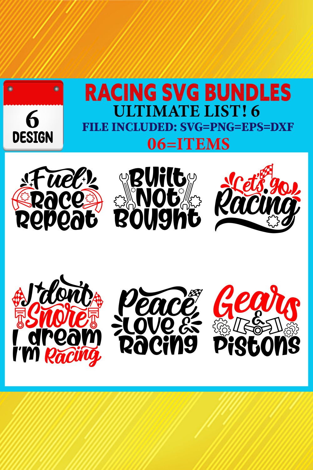 Racing T-shirt Design Bundle Vol-01 pinterest preview image.