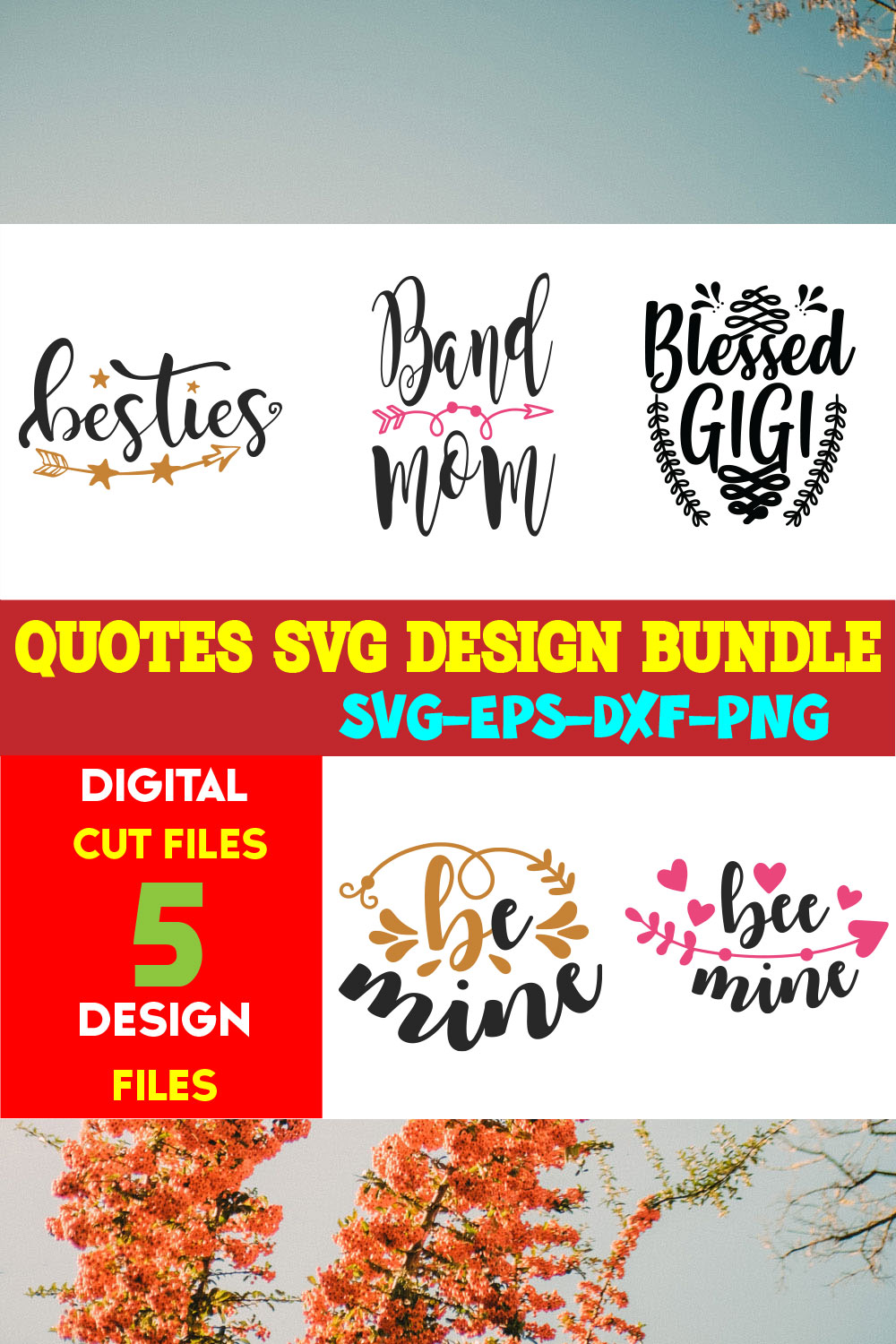 Quotes T-shirt Design Bundle Vol-03 pinterest preview image.