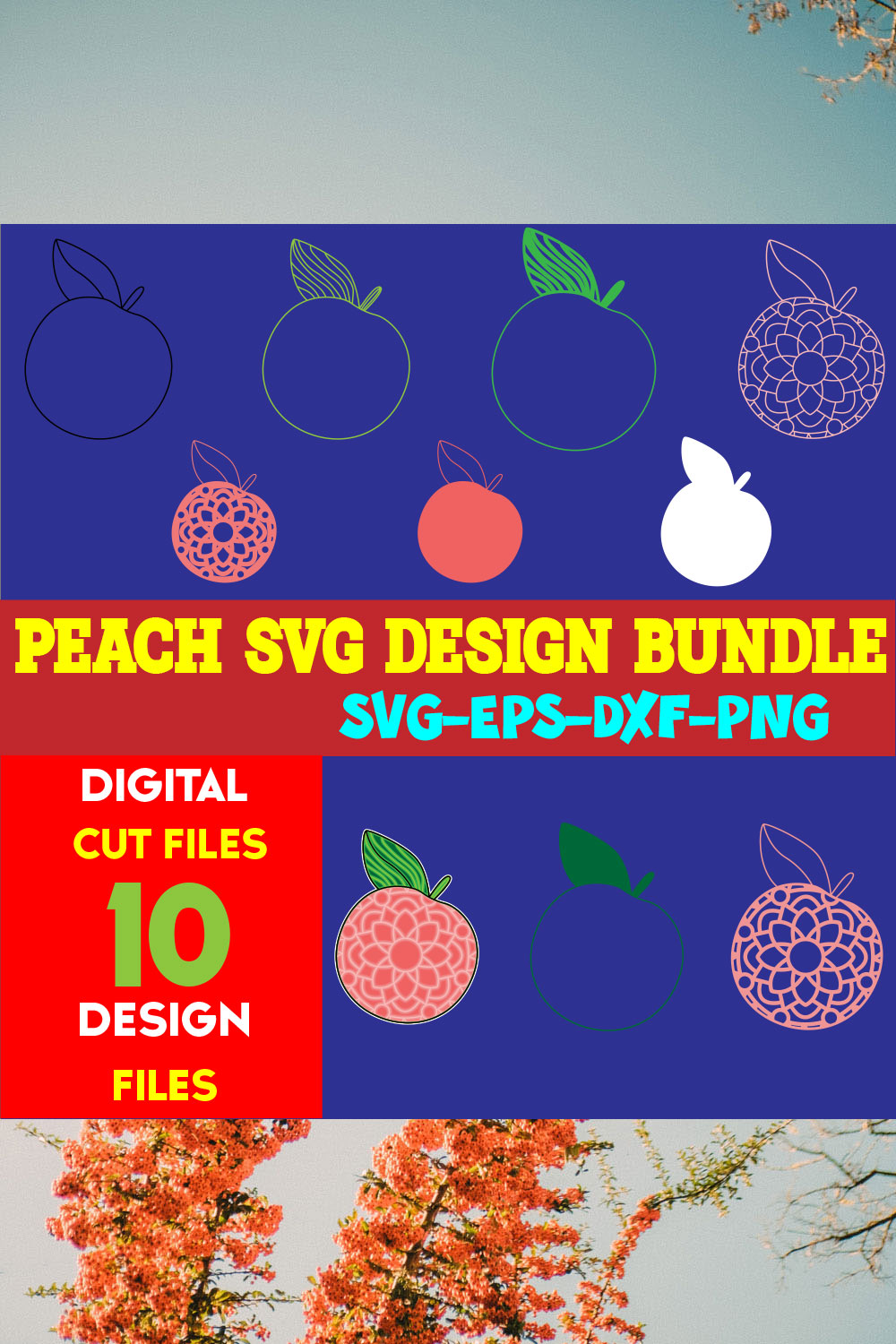 Peach SVG Design Bundle pinterest preview image.