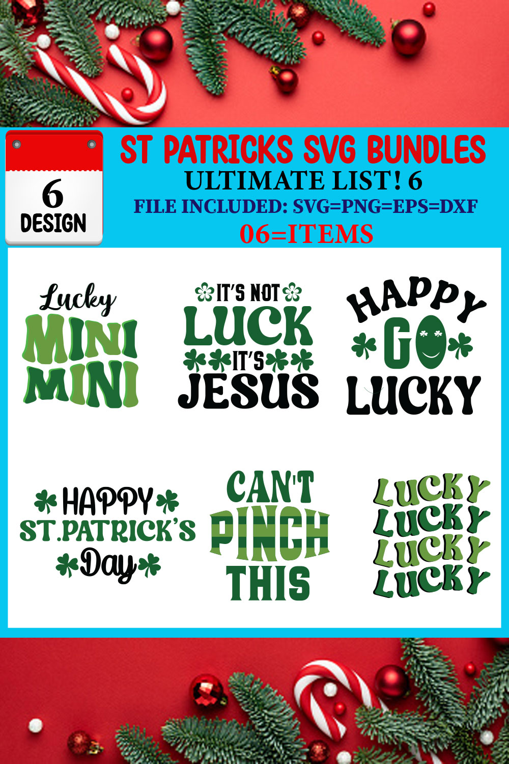 St Patricks T-shirt Design Bundle pinterest preview image.