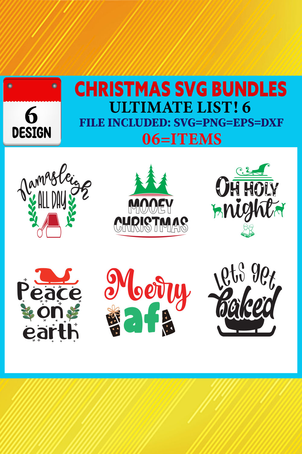 Christmas T-shirt Design Bundle Vol-38 pinterest preview image.