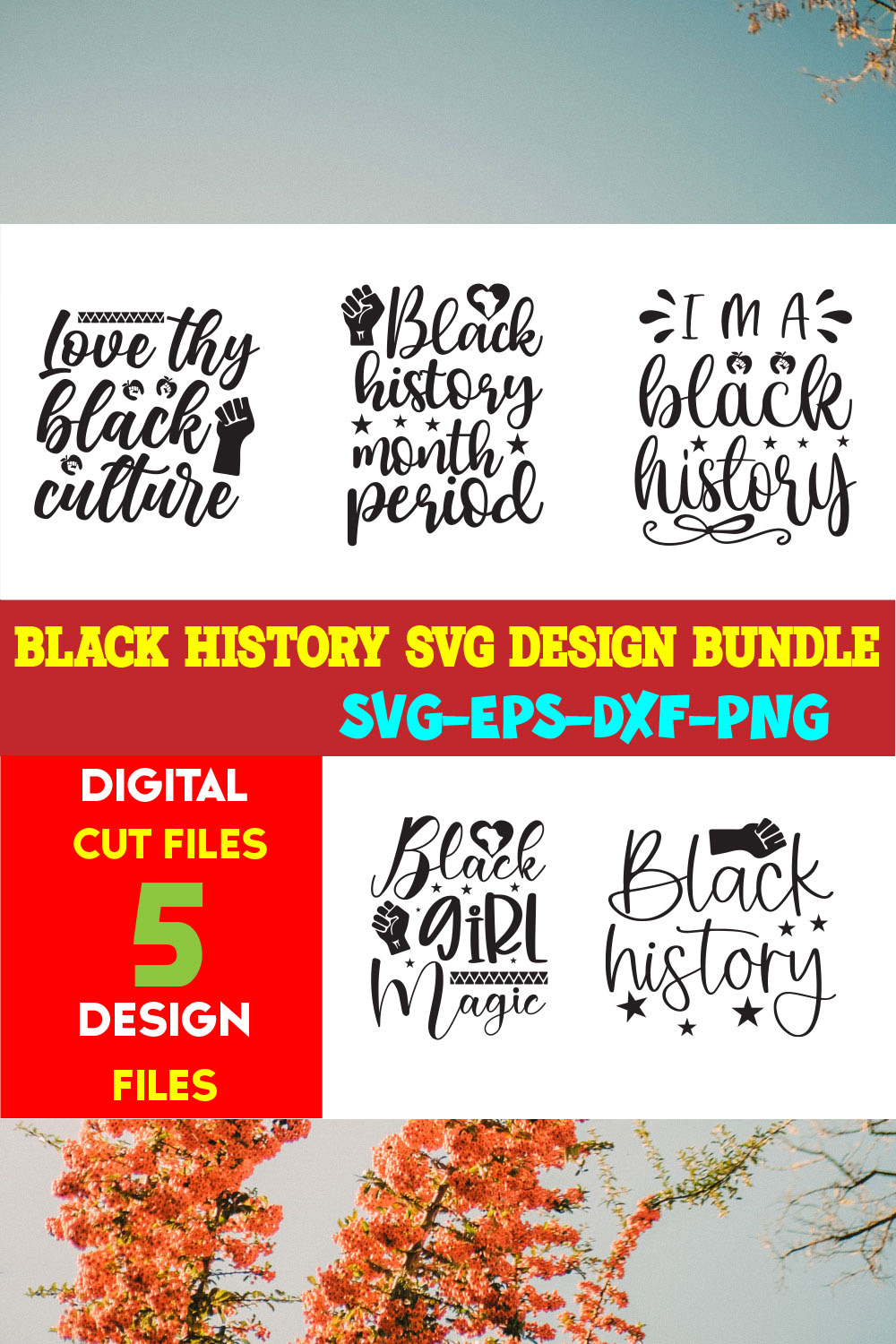 Black History T-shirt Design Bundle Vol-09 pinterest preview image.