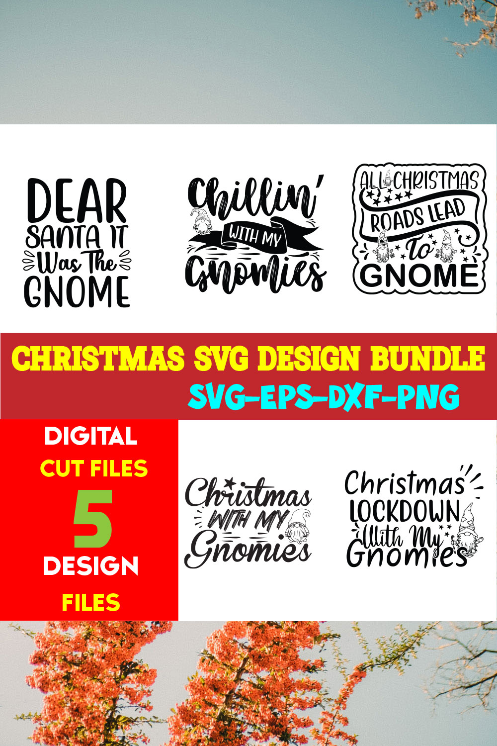 Christmas SVG T-shirt Design Bundle Volume-54 pinterest preview image.