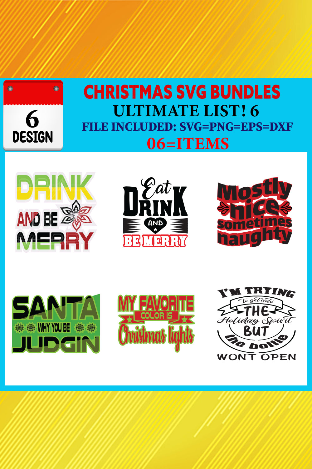 Christmas T-shirt Design Bundle Vol-50 pinterest preview image.