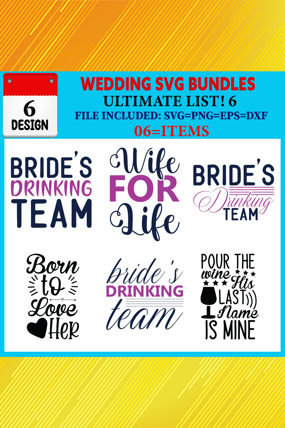 Wedding T-shirt Design Bundle Vol-06 pinterest preview image.