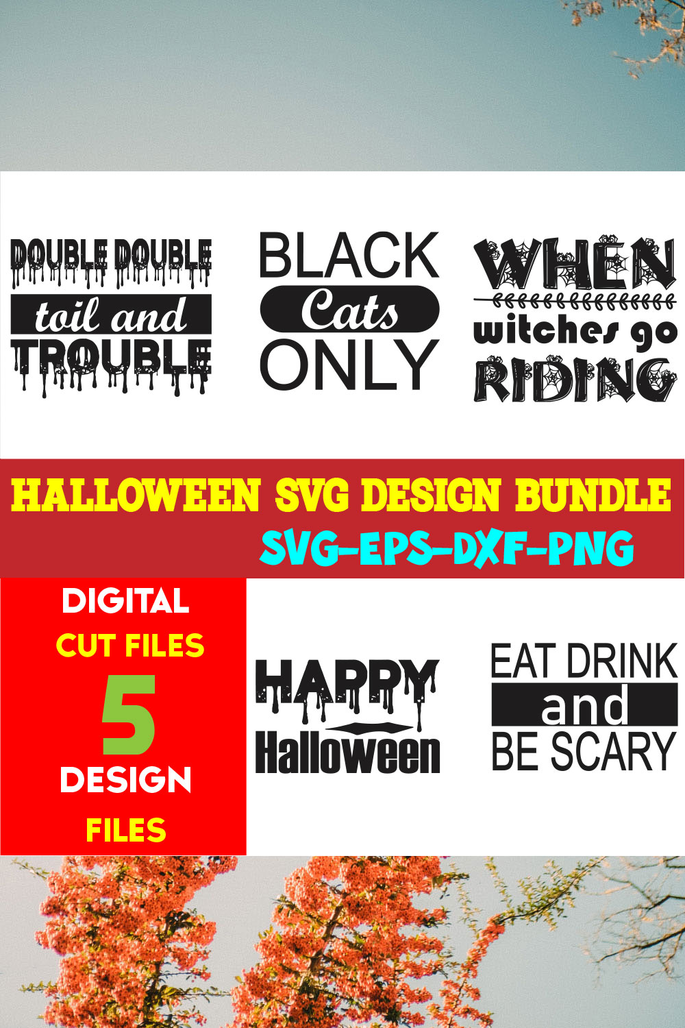 Halloween T-shirt Design Bundle Vol-44 pinterest preview image.