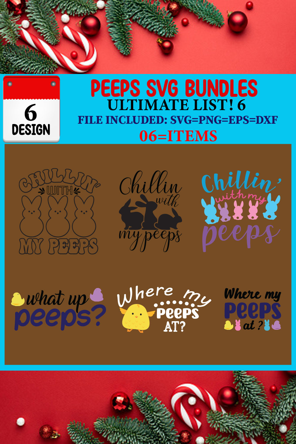 Peeps SVG T-shirt Design Bundle pinterest preview image.