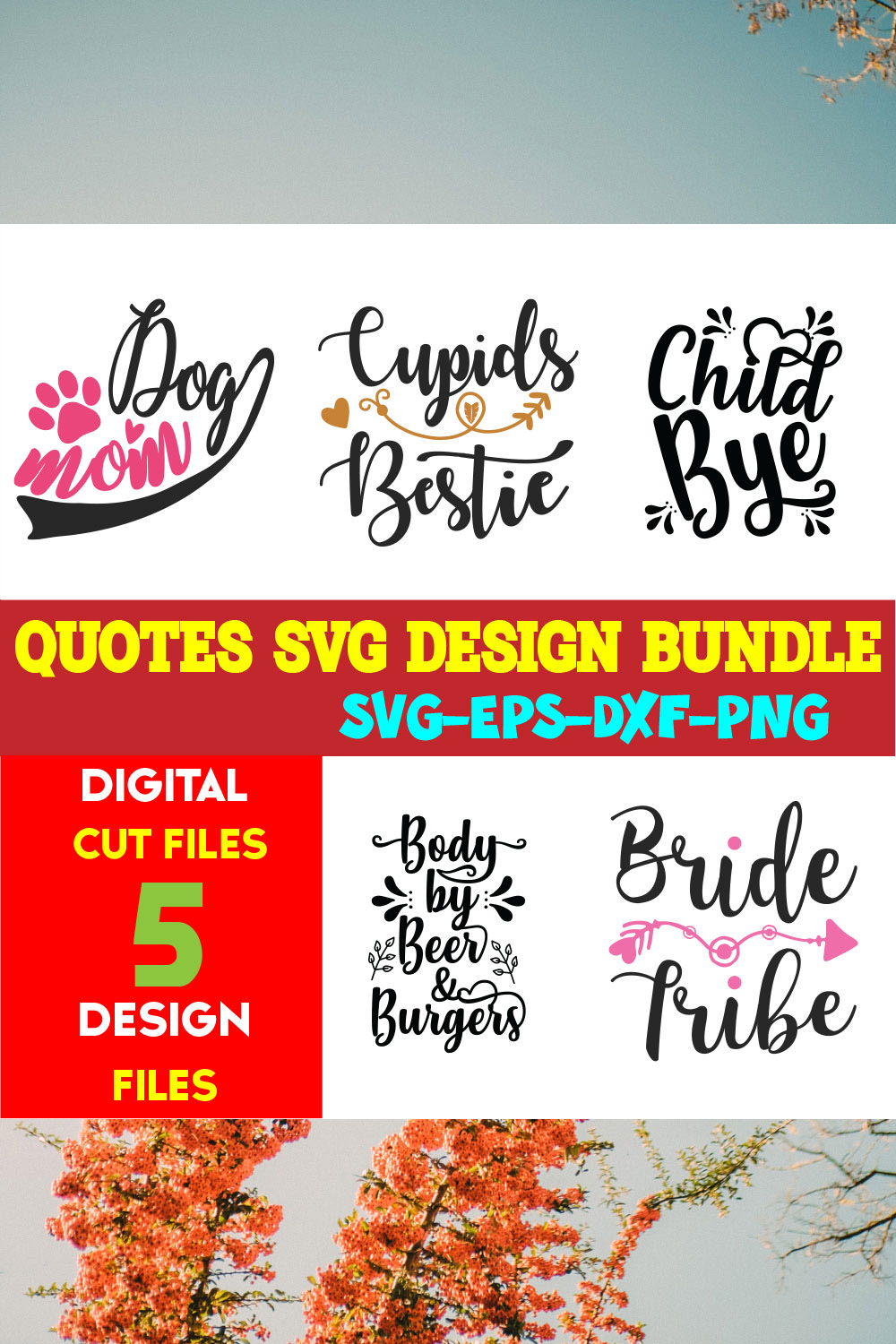 Quotes T-shirt Design Bundle Vol-05 pinterest preview image.